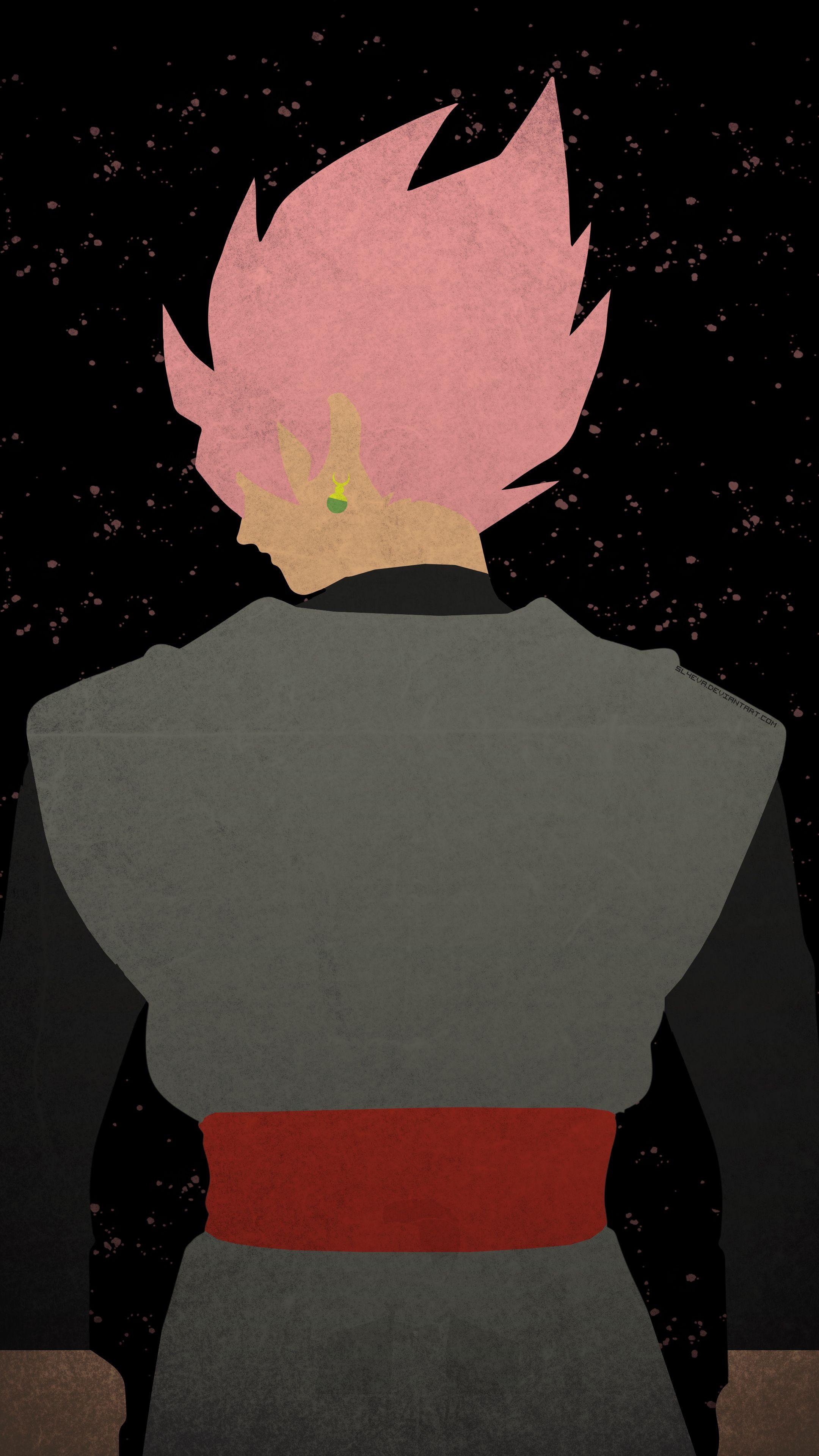 2160x3840 Back View SS Rose' Black Goku Minimal Mobile Wallpaper