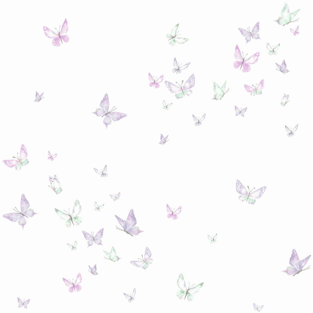 1000x1000 York Wallcoverings Watercolor Butterflies Paper Strippable Wallpaper (Covers 56 sq. ft.)-KI0525 Home Depot