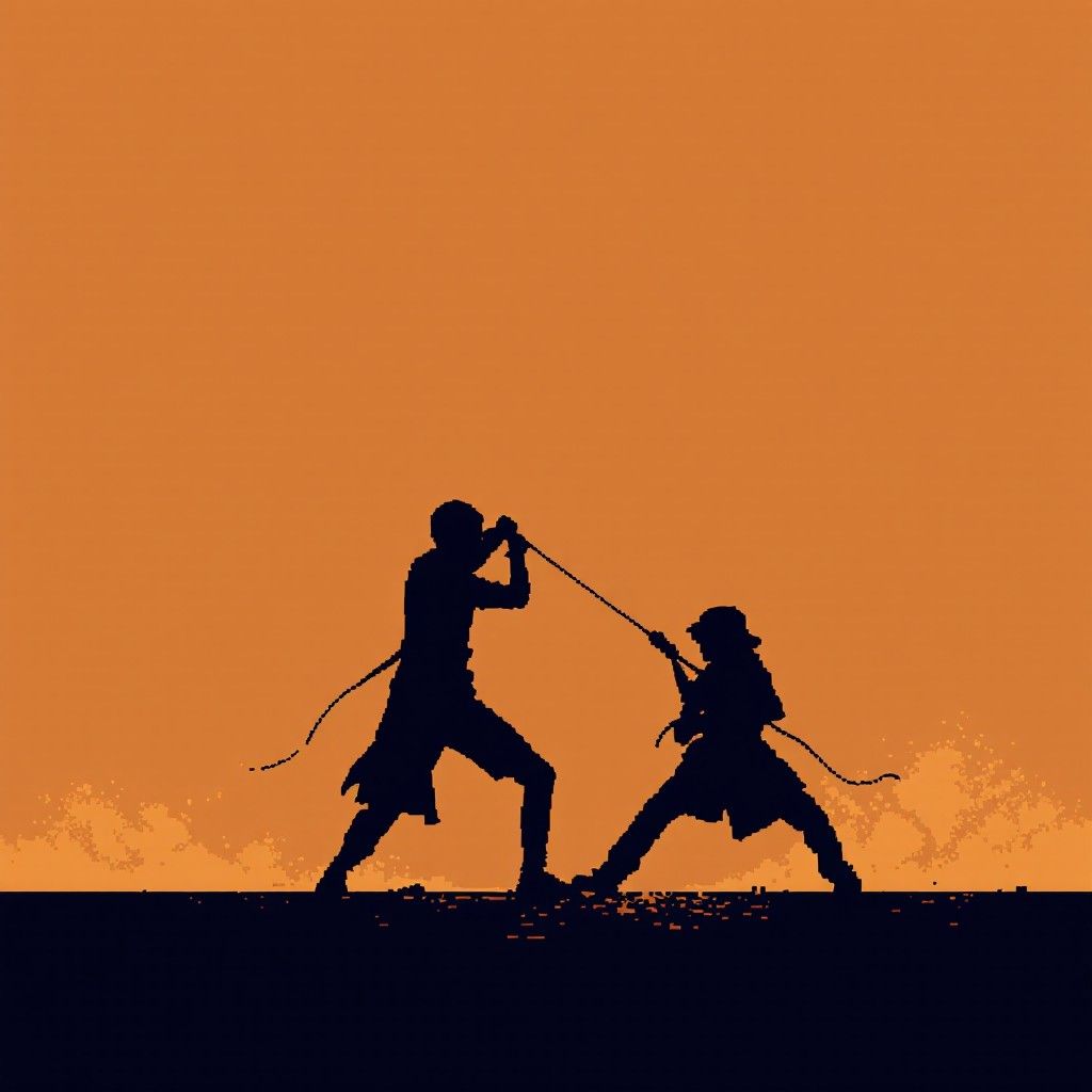 1024x1024 Download Sunset Samurai Showdown Image, Silhouette, Sunset