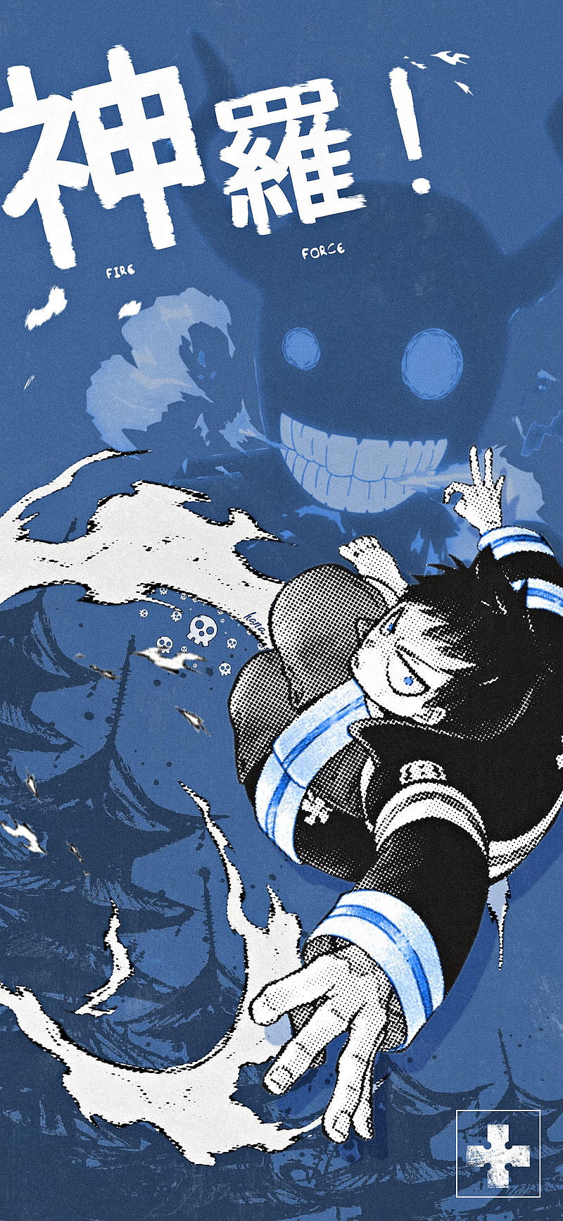 800x1734 Shinra Kusakabe, blue, fire force, manga, HD phone wallpaper