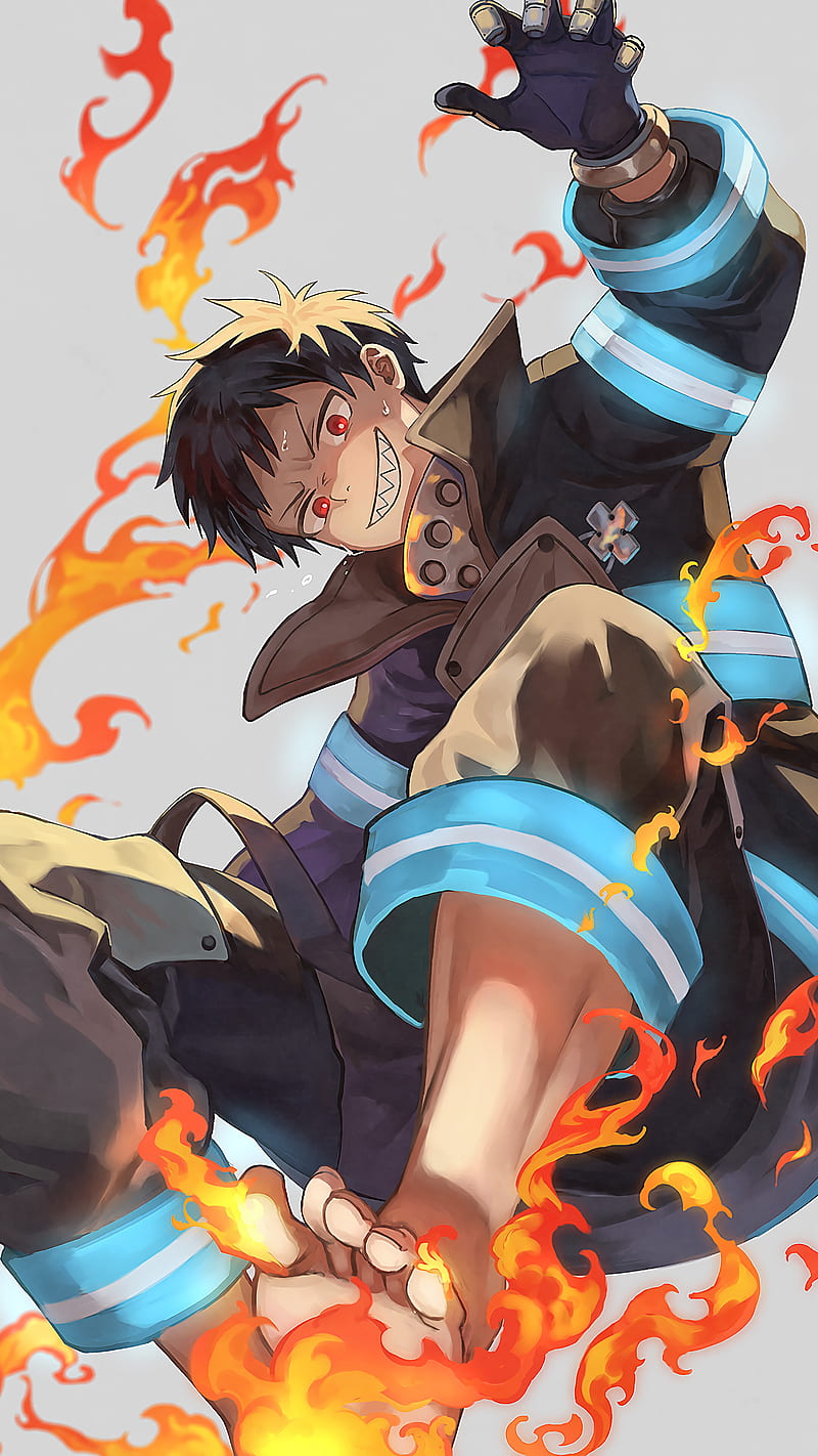800x1422 Shinra kusakabe, anime, demon, fire force, hero, HD phone wallpaper