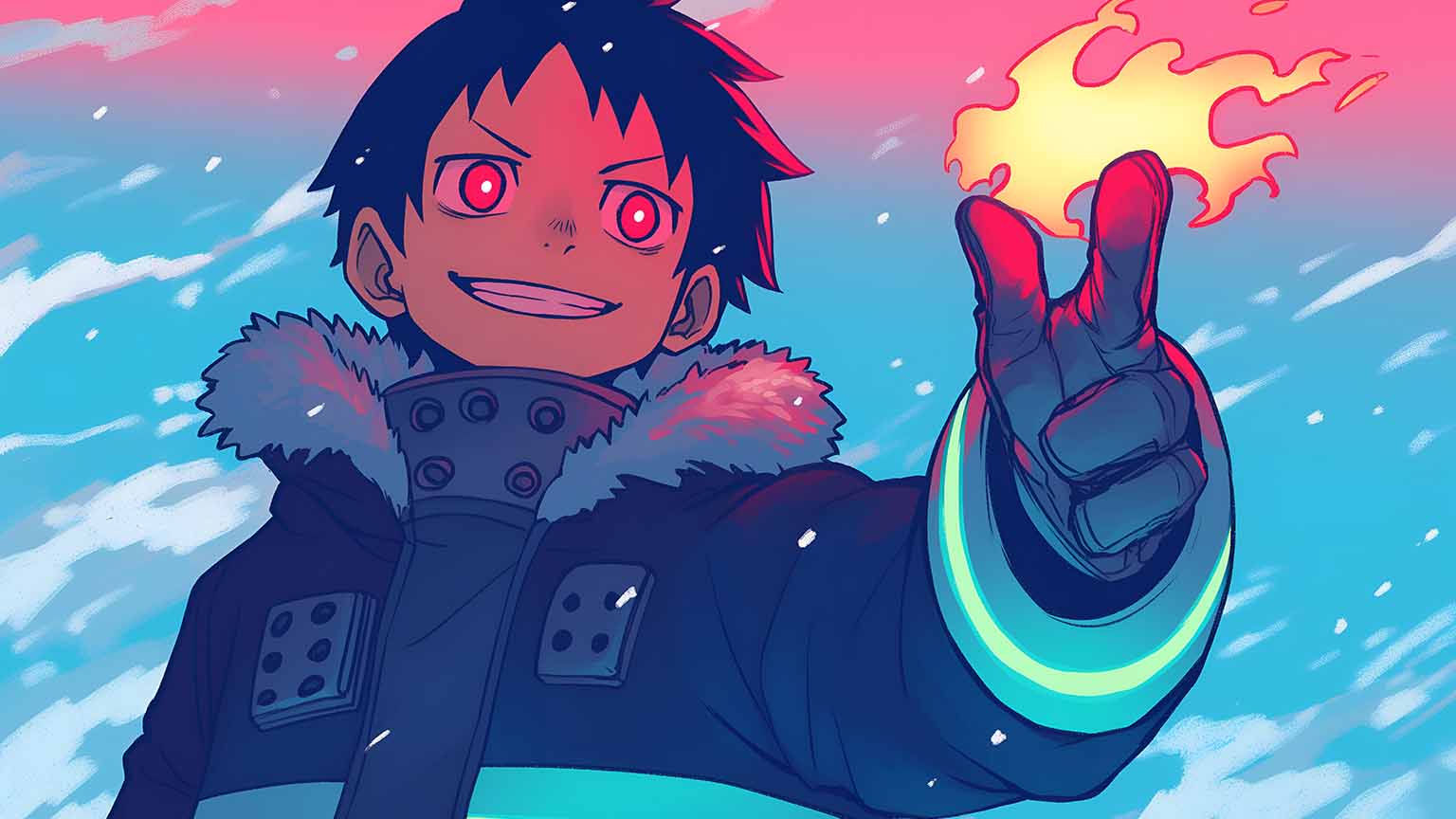 1536x864 Shinra Kusakabe Summoning Finger Flame Desktop Wallpaper