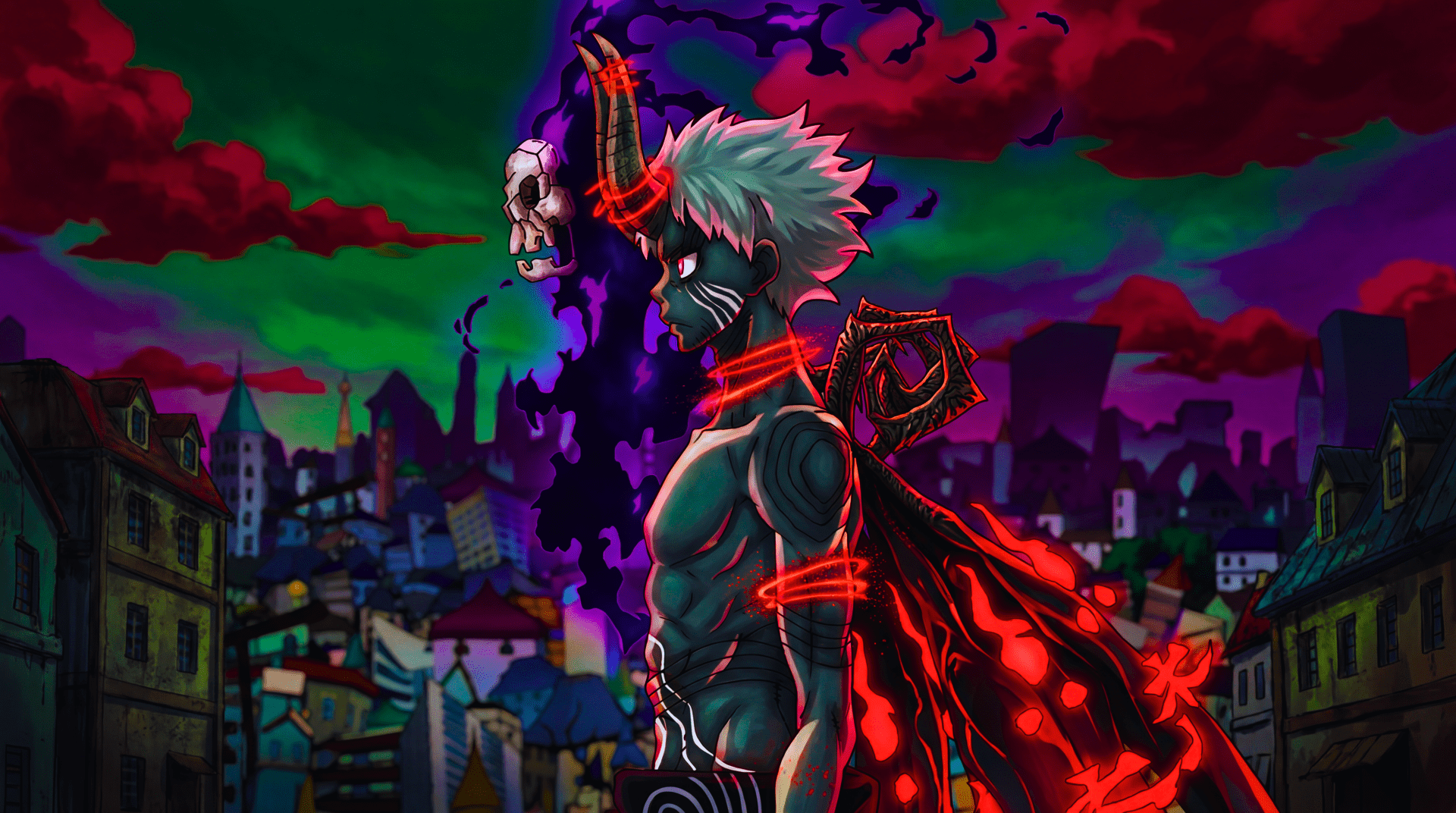 1920x1072 Fire Force Banshoman Demon Form and Lord Death