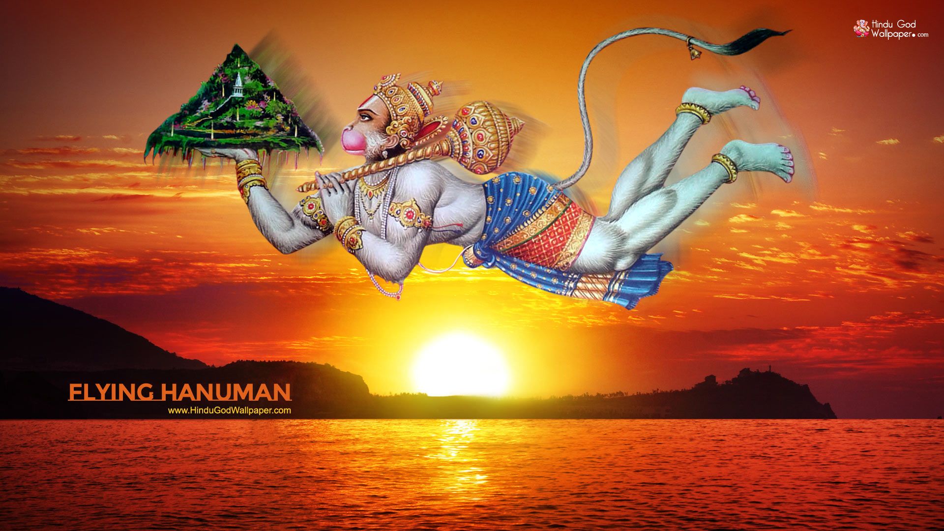 1920x1080 Flying Hanuman Ji Wallpaper
