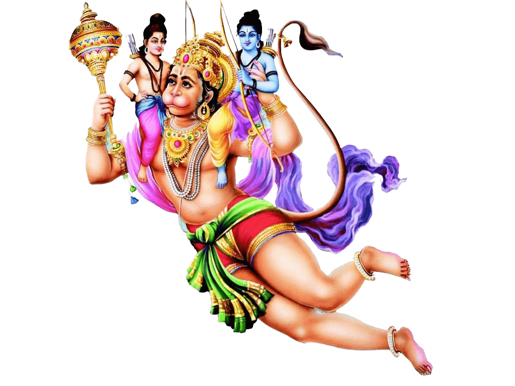 1024x768 Hanuman Flying transparent PNG