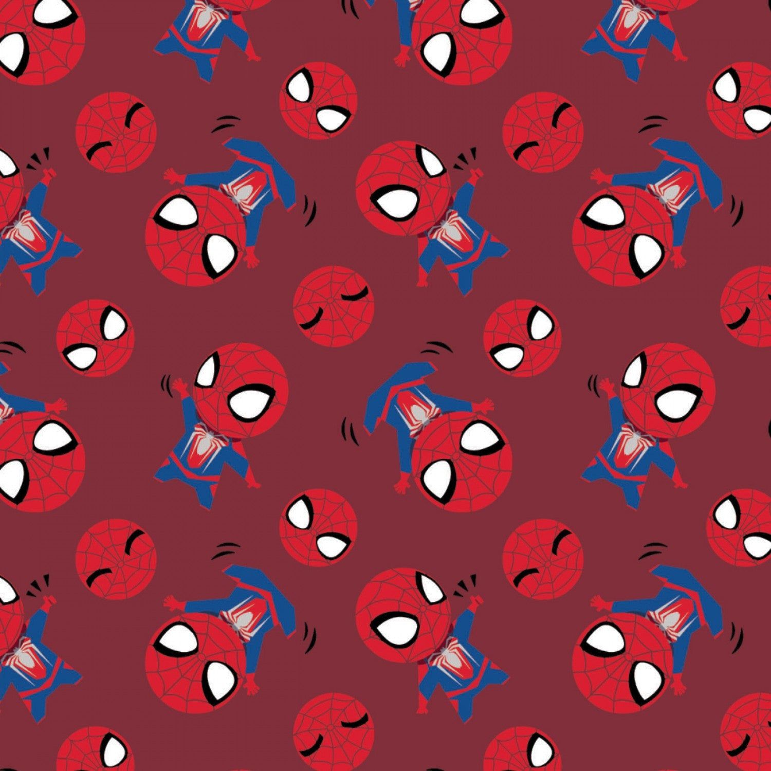 1500x1500 Spiderman Background Seamless Pattern Licensed Spider Man Spider Man Poses Red 13250101 2 Cotton Woven Fab