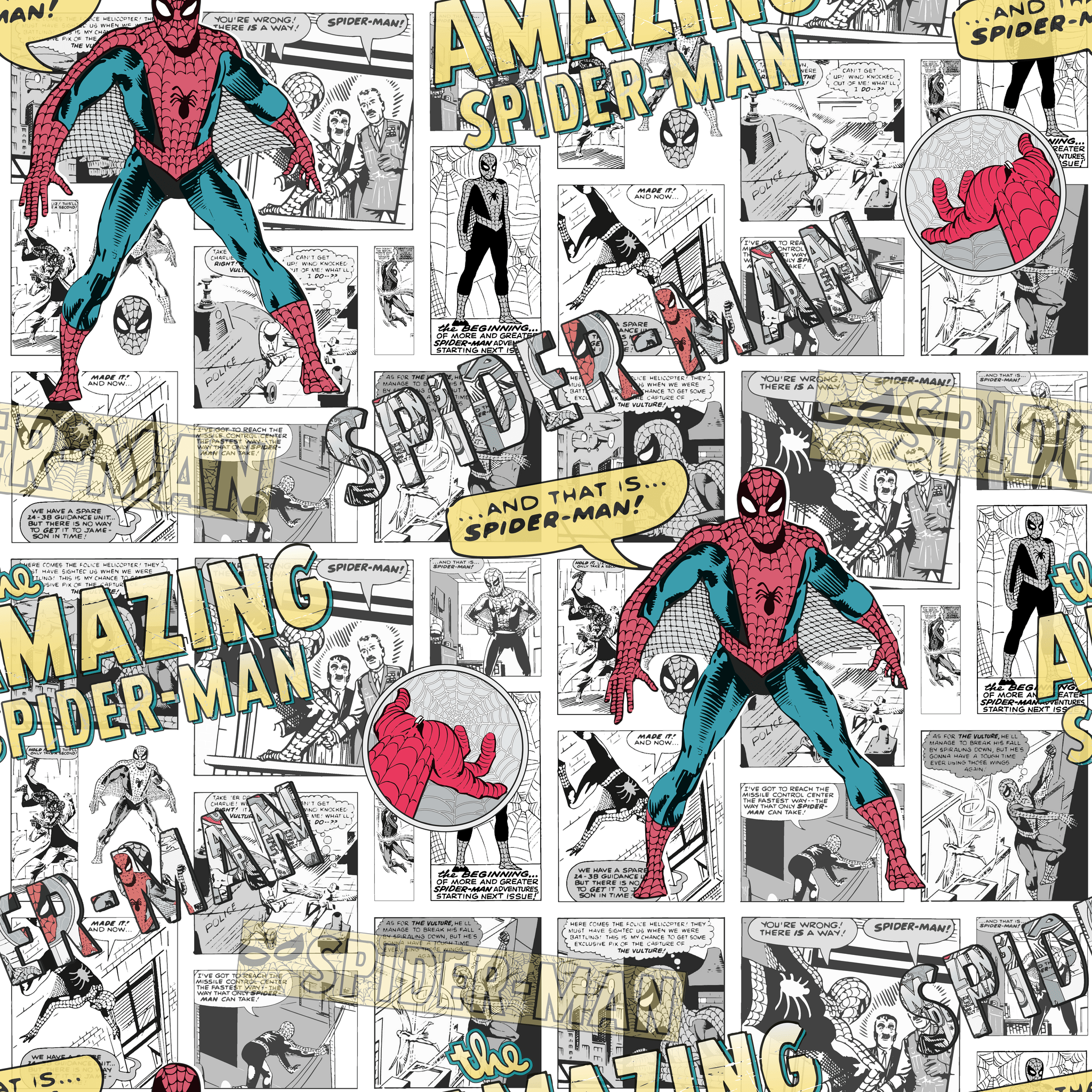 2048x2048 Marvel Spider Man Comic Strip Wallpaper & Stick / Sample (8in X 10in)