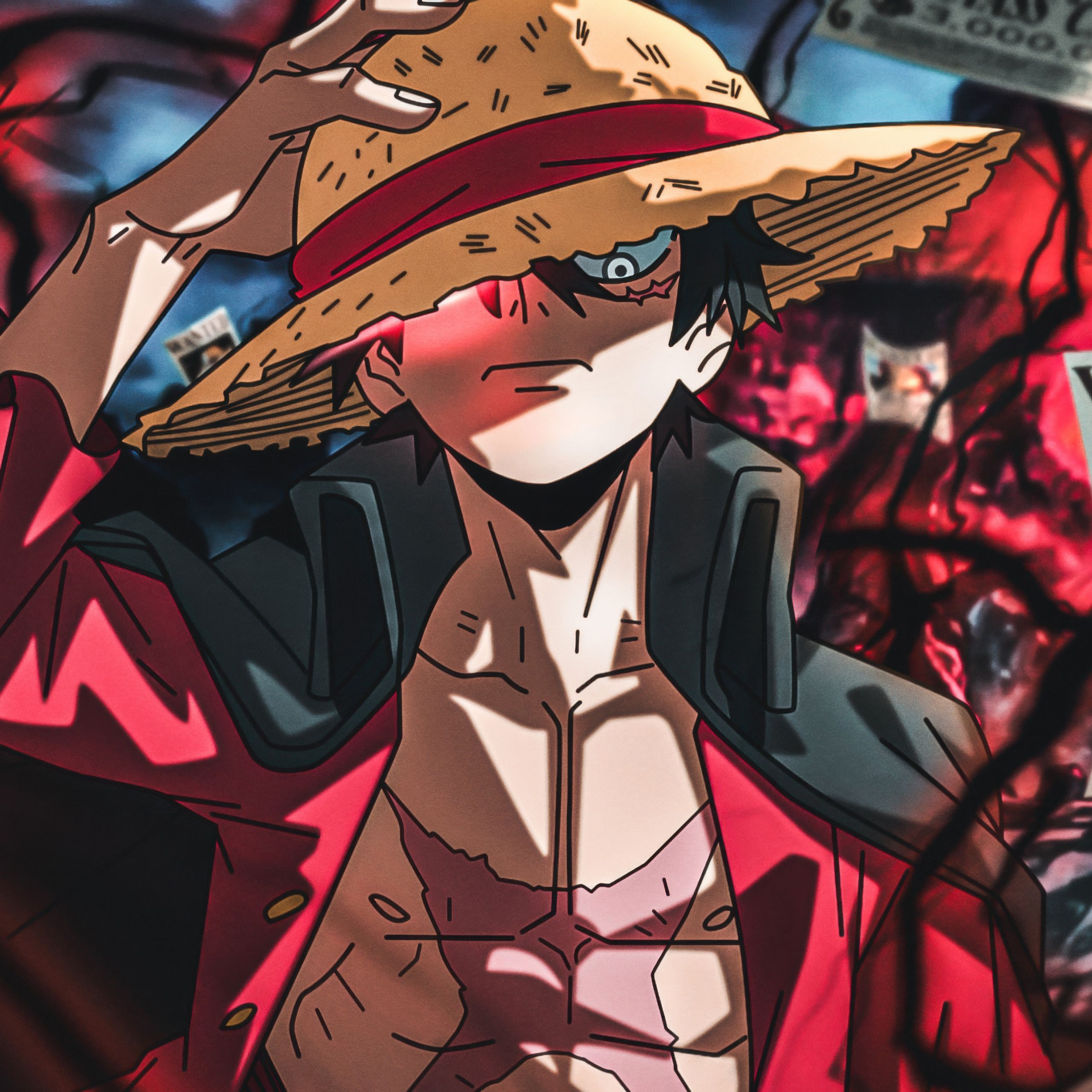 2560x2560 Luffy Wallpaper Image Monkey Luffy Metal Poster One Piece Anime Wall Art Pirate King