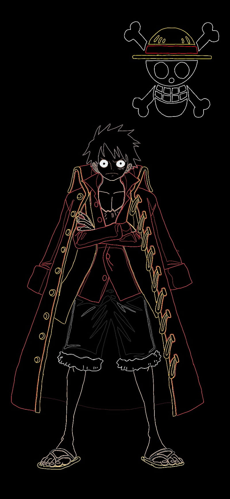 800x1731 King of the Pirates, anime, line art, luffy, one piece, HD phone wallpaper