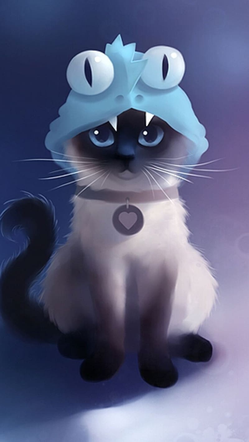 800x1421 Cute Anime Cat, siamese cat, siamese, cat, anime, HD phone wallpaper