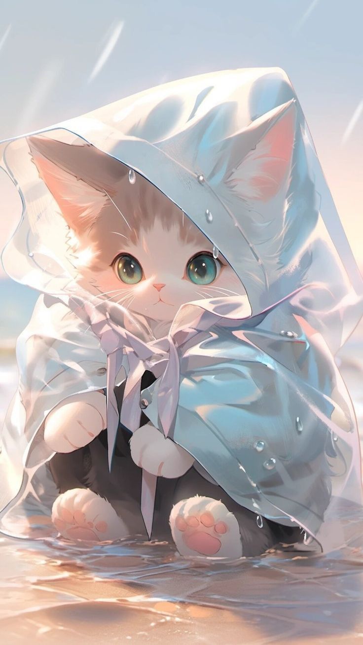 736x1308 Cute Anime Cat Drawing. Ilustrasi hewan, Binatang buas, Fotografi hewan