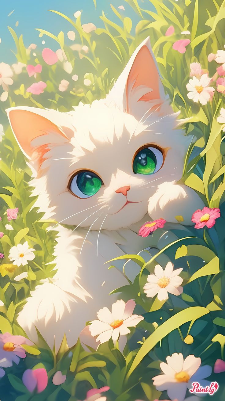 736x1308 Cat Four Leaf Clover. Cute Phone Wallpaper. Cute anime cat wallpaper aesthetic, Cute cat