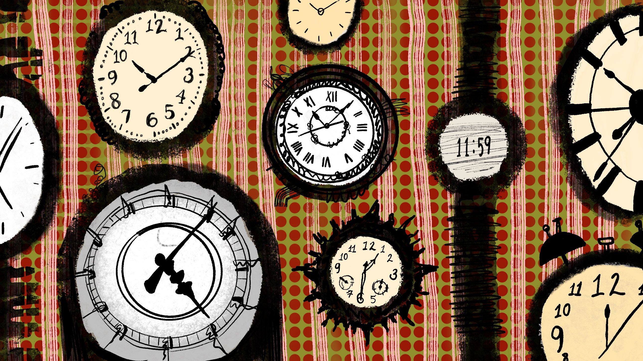 2580x1450 Two Clock Faces, Four Oily Hands, and the Annihilation of Time and Space