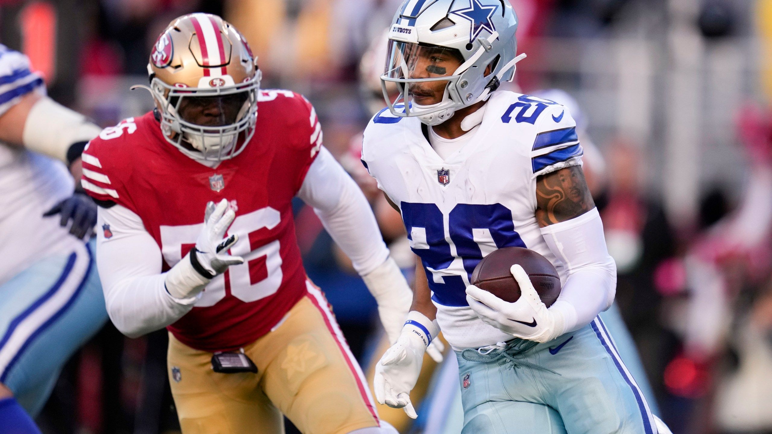 2560x1440 Cowboys RB Tony Pollard injures ankle vs. SF; ruled out
