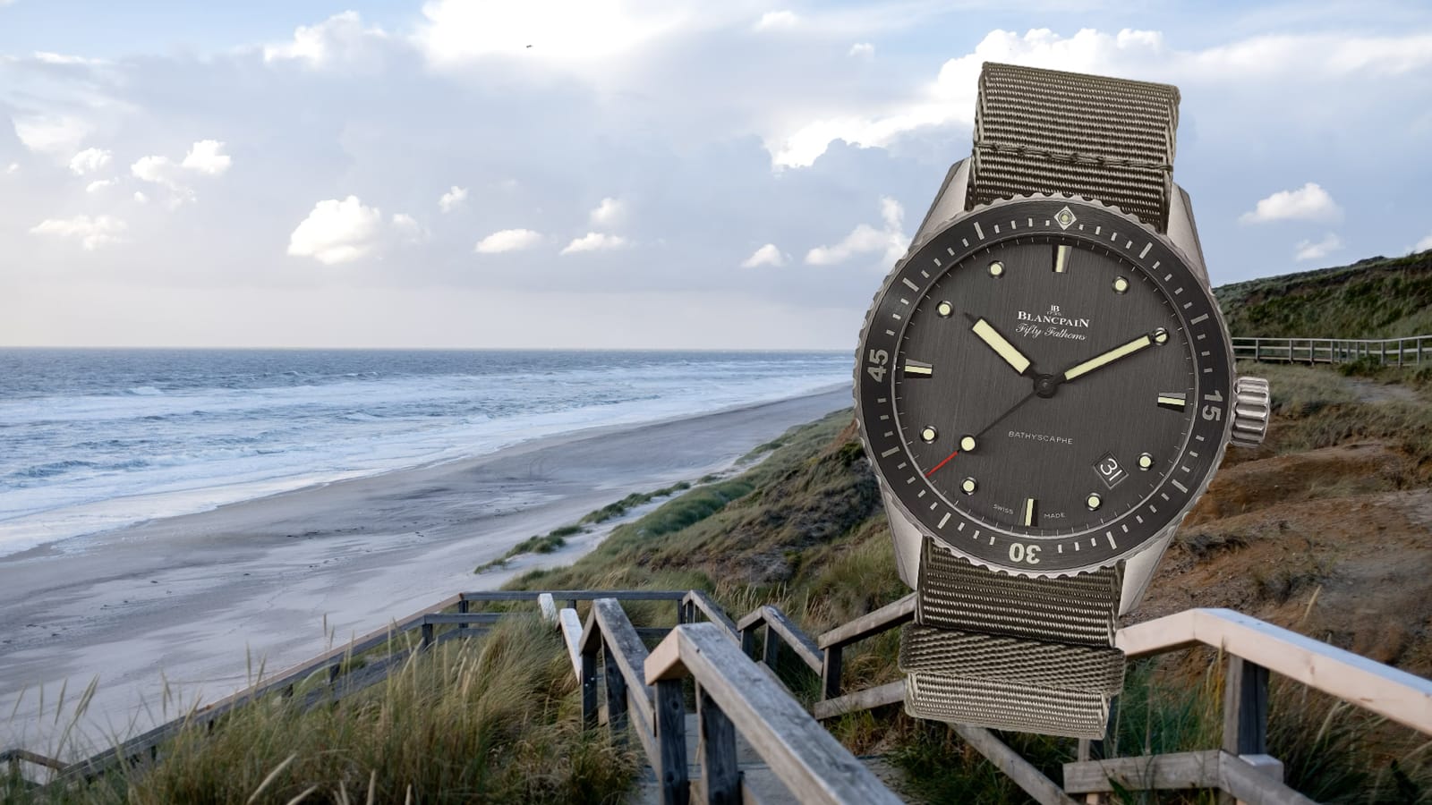 1600x900 Review: Blancpain Fifty Fathoms Bathyscaphe Titanium (Ref. 5000 1210 NAGA). Three Quarter Plate