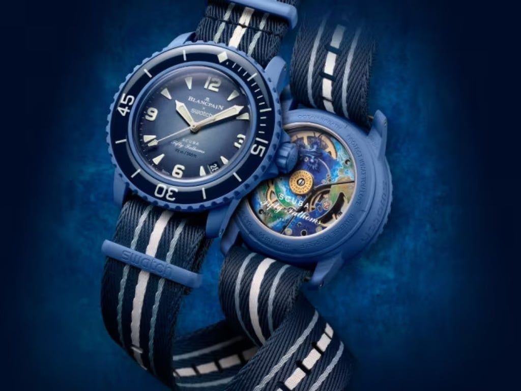 1024x768 Inside the new Swatch x Blancpain affordable timepiece, Bioceramic Scuba Fifty Fathoms: US$400 each, they are water resistant down to 91 metres and linked to famous oceanographer Jacques Cousteau