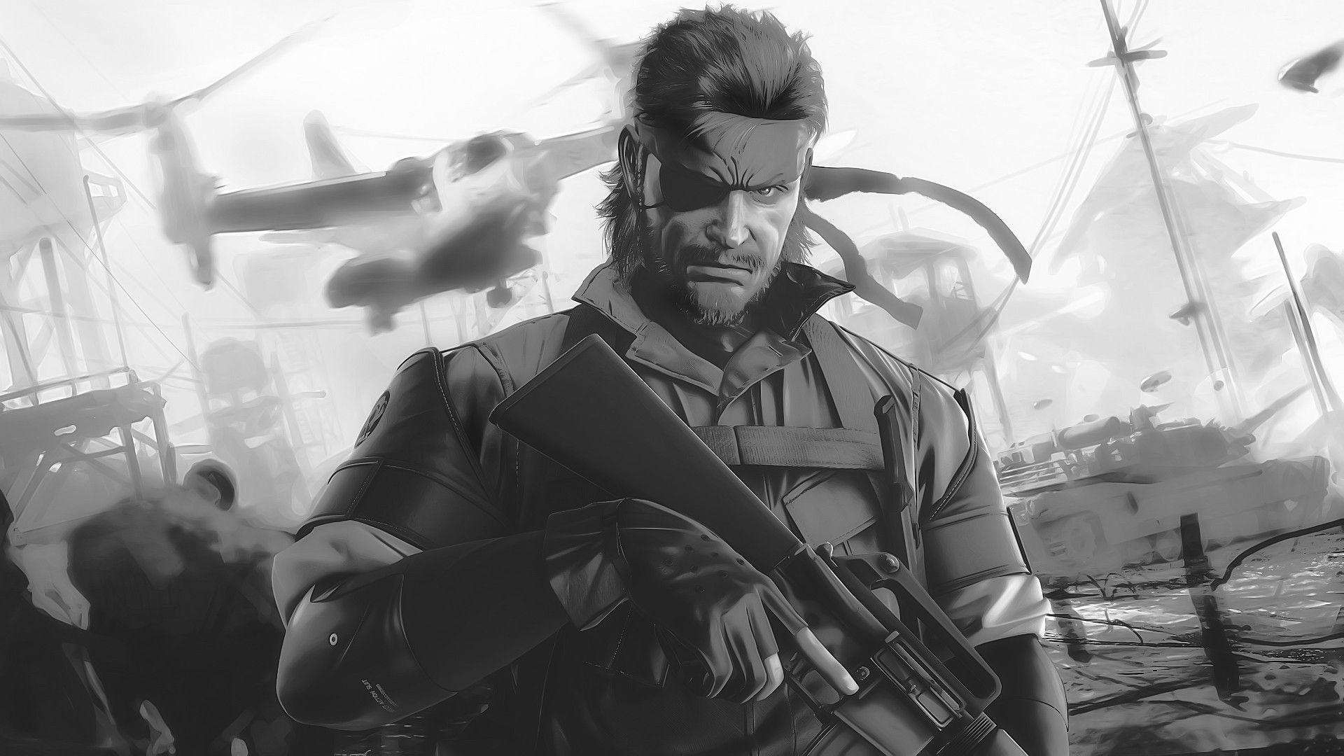 1920x1080 video, Games, Metal, Gear, Solid, Monochrome, Artwork, Peace, Walker, Big, Boss Wallpaper HD / Desktop and Mobile Background