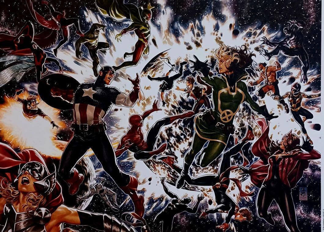 1060x761 X Men & Avengers By Mark Brooks 9.5x14.25 Art Poster Print New Marvel