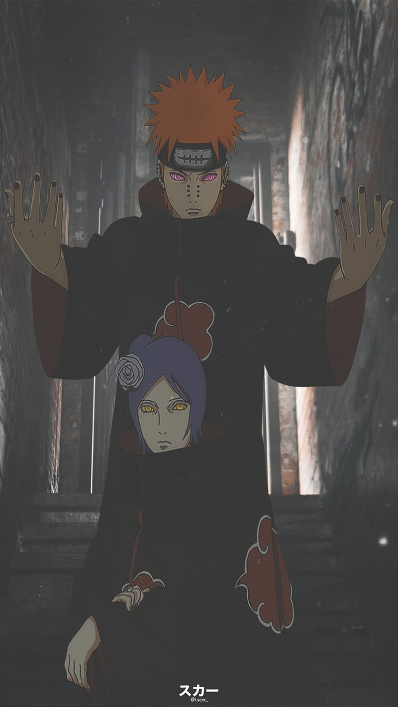 800x1422 Pain x Konan, aesthetic, akatsuki, anime, anime edits, building, naruto, hop, HD phone wallpaper