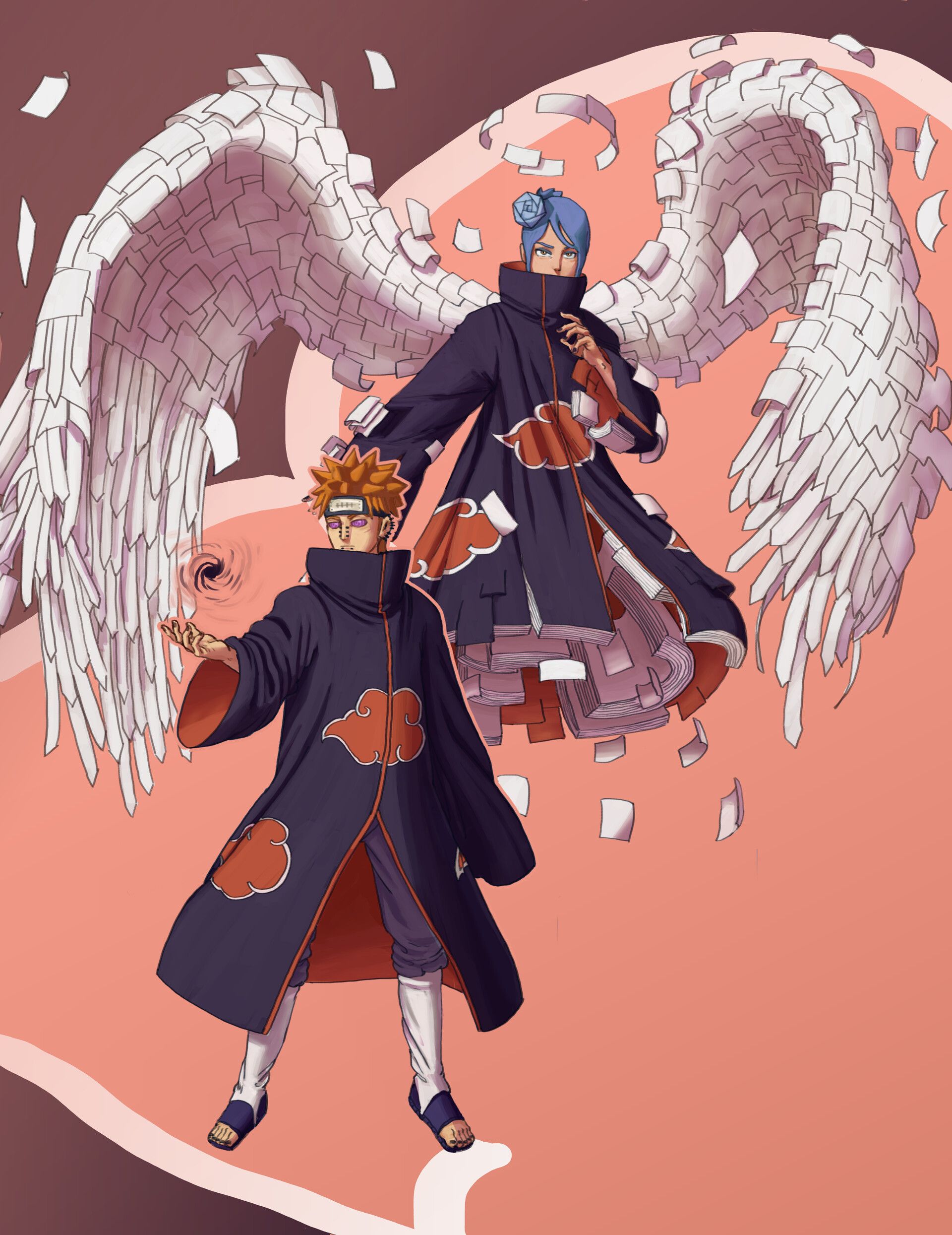 1920x2489 Pain and Konan Fanart