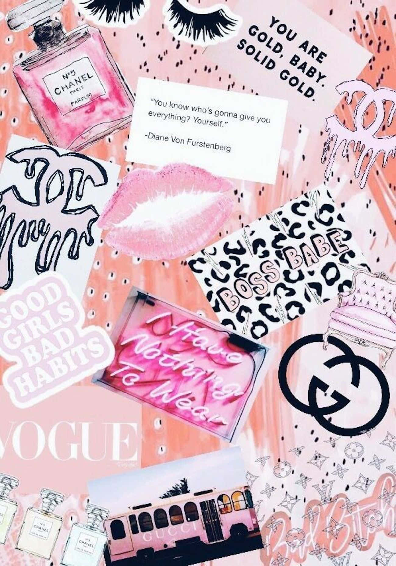 1300x1859 Aesthetic Pink Collage Brand Logos And Girly Stuff Wallpaper