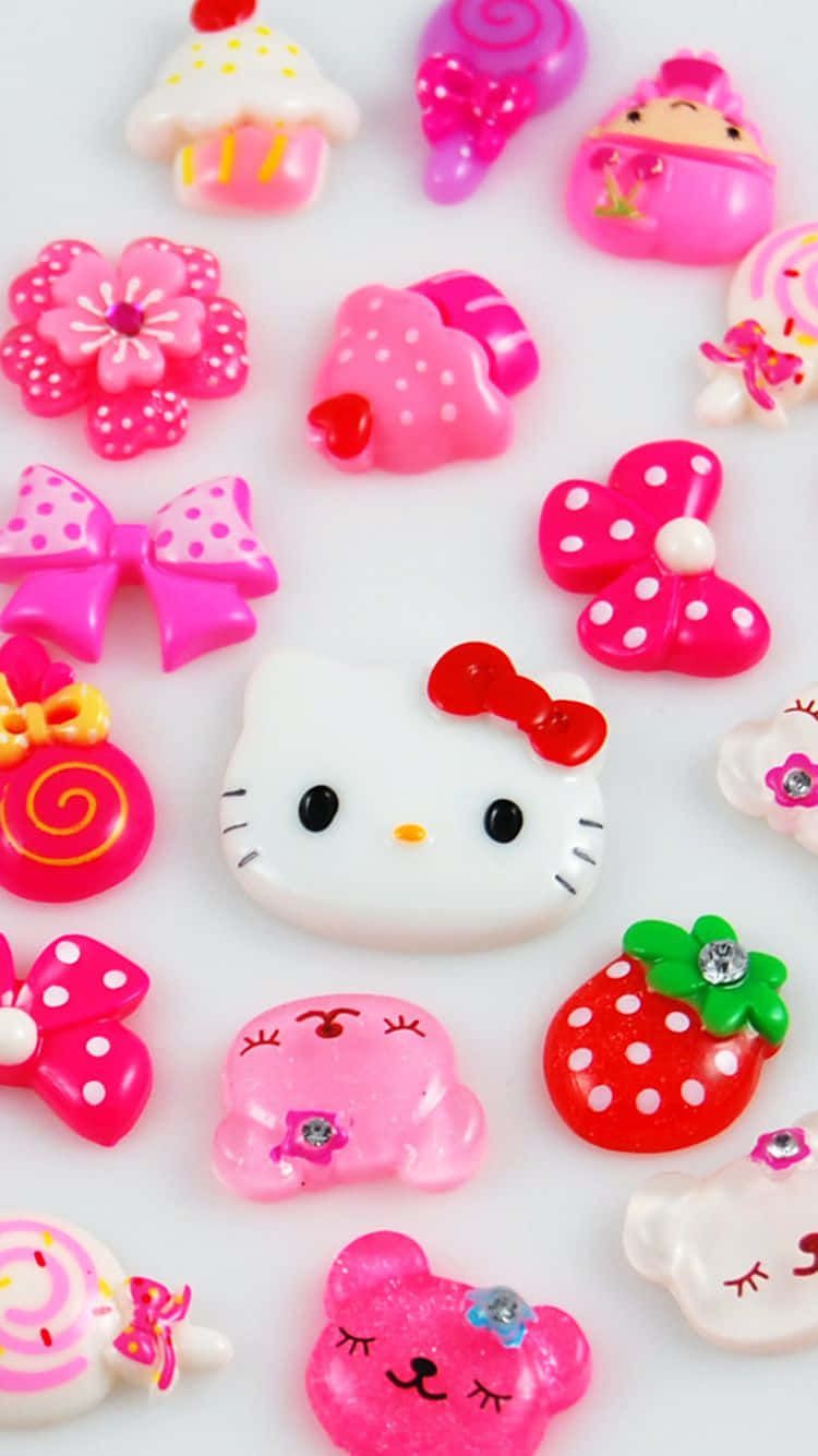 750x1334 Download Cute Background Of Pink Hello Kitty Stuff Background