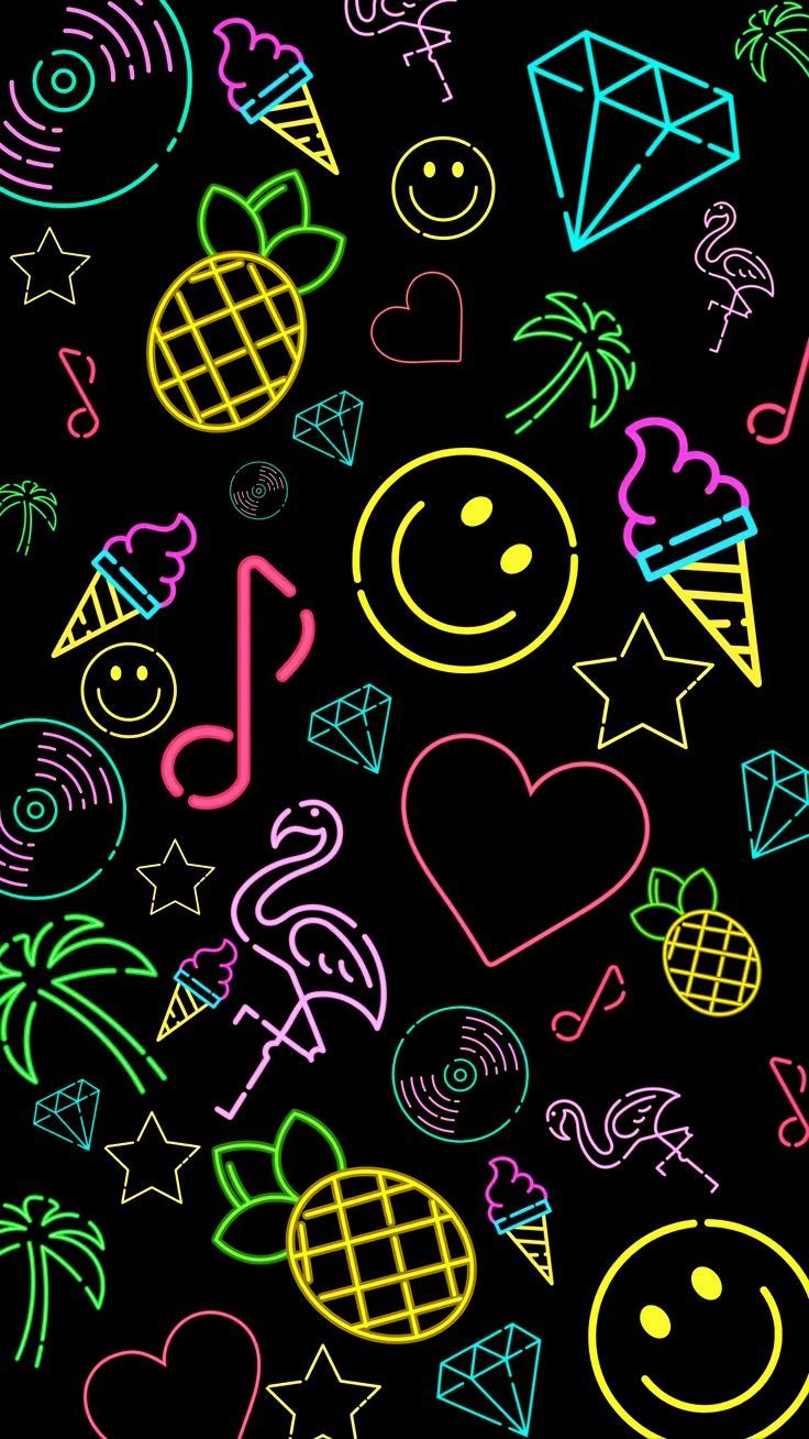 736x1308 Neon Doodle Wallpaper