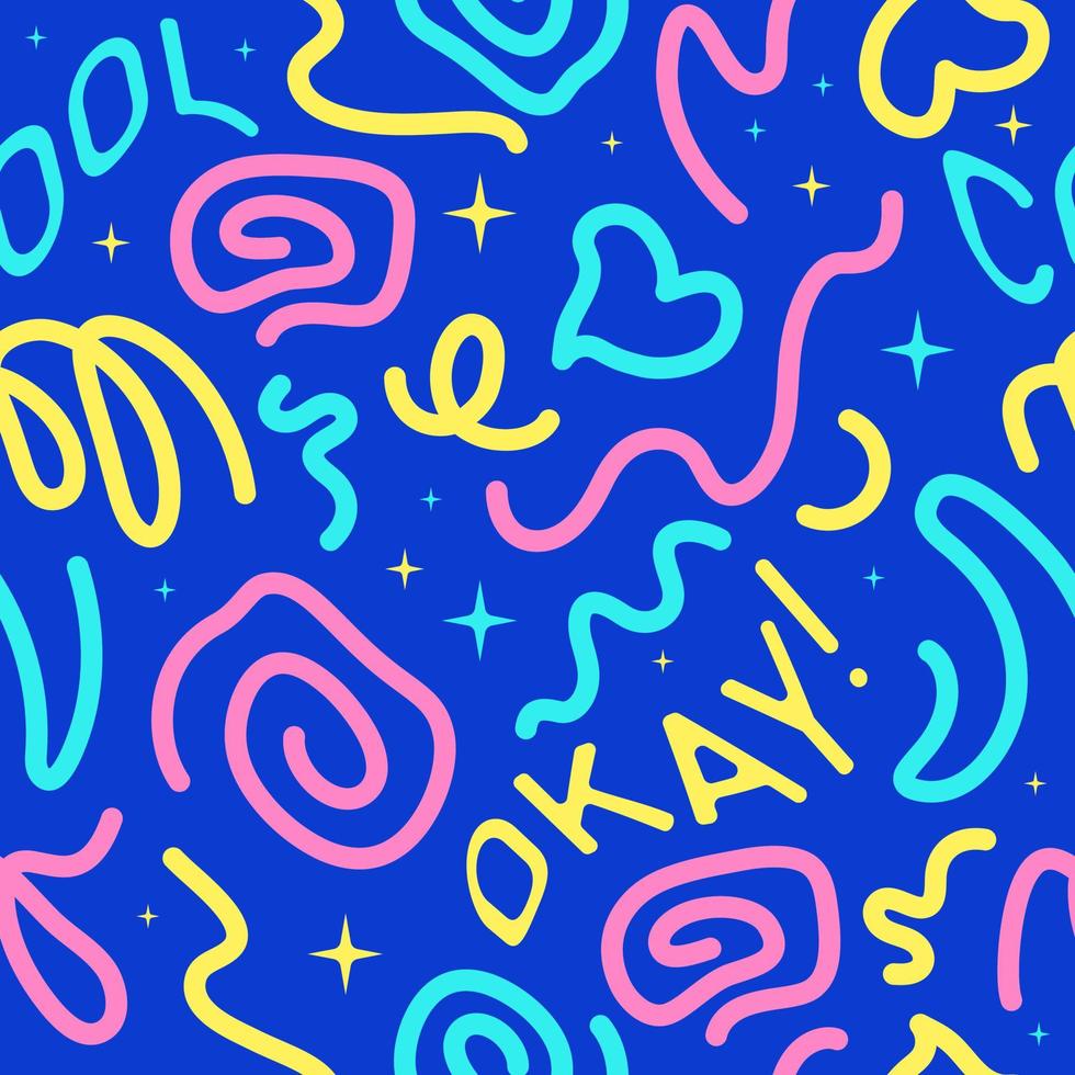 980x980 Trendy Design Seamless Pattern Of Bright Neon Doodle Creative Artistic Contemporary Background In The Style Of The Trendy Design With Abstract Psychedelic Geometric Weird 13431161 Vector Art At