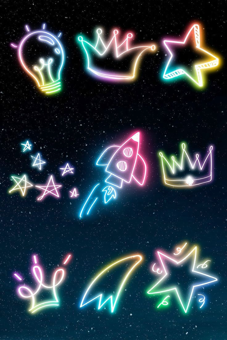 736x1104 Download free image of Glow rainbow neon doodle illustration set by boonpitak tunticharoen about star, galaxy, crown, sticker, and light 2703488