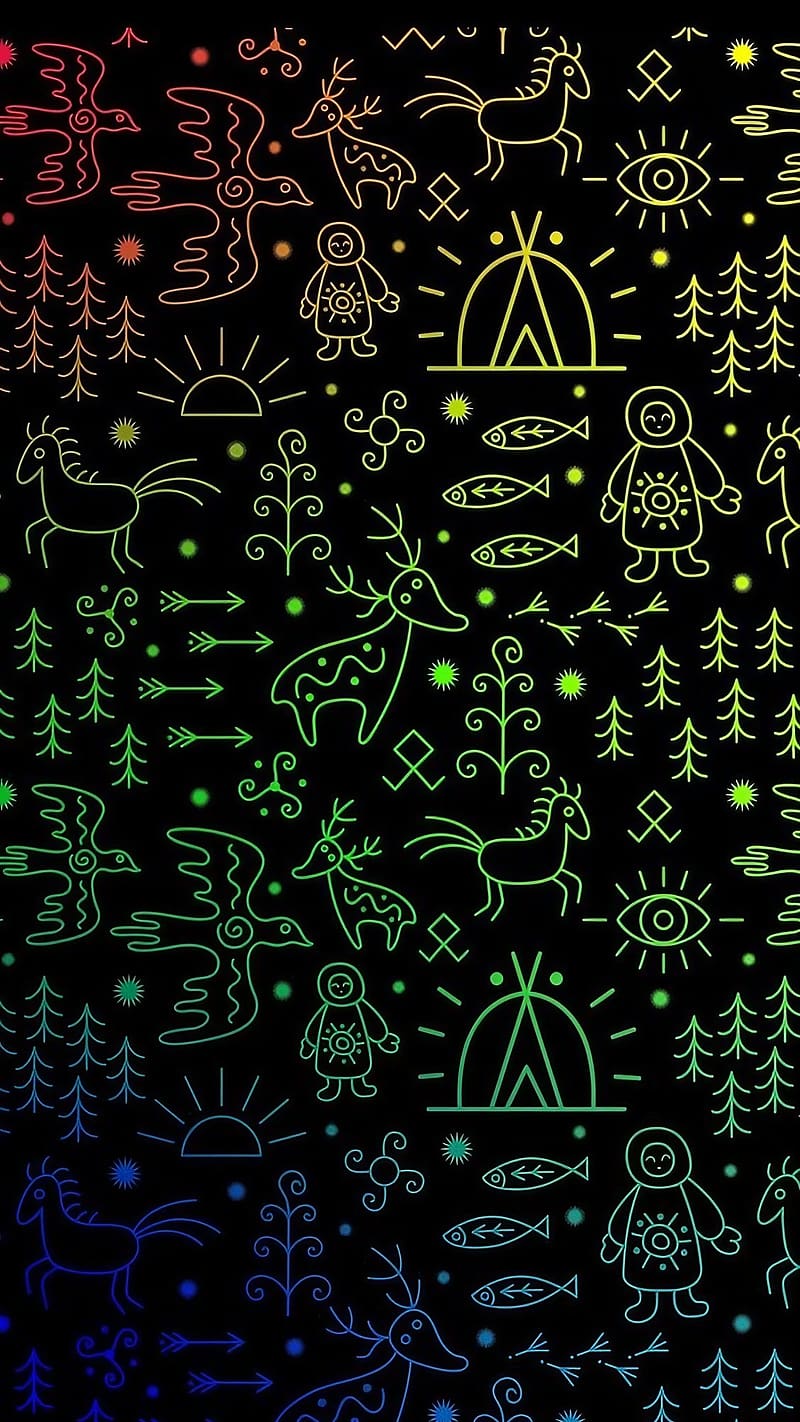 800x1422 HD neon doodle wallpaper