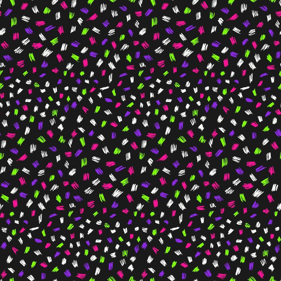 980x980 Neon colored doodle scribbles pattern in 90s style on black background. Hand drawn contour ink scribbles. Modern trendy background or illustration. Abstract textile, banner, wrapping paper