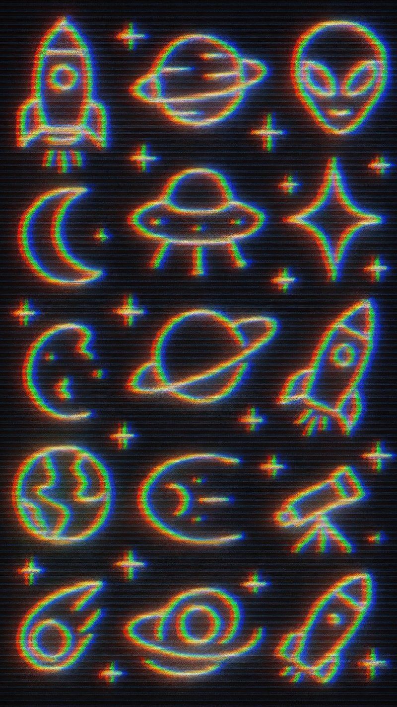 800x1422 Colorful cosmic neon pattern mobile. Free Photo Illustration