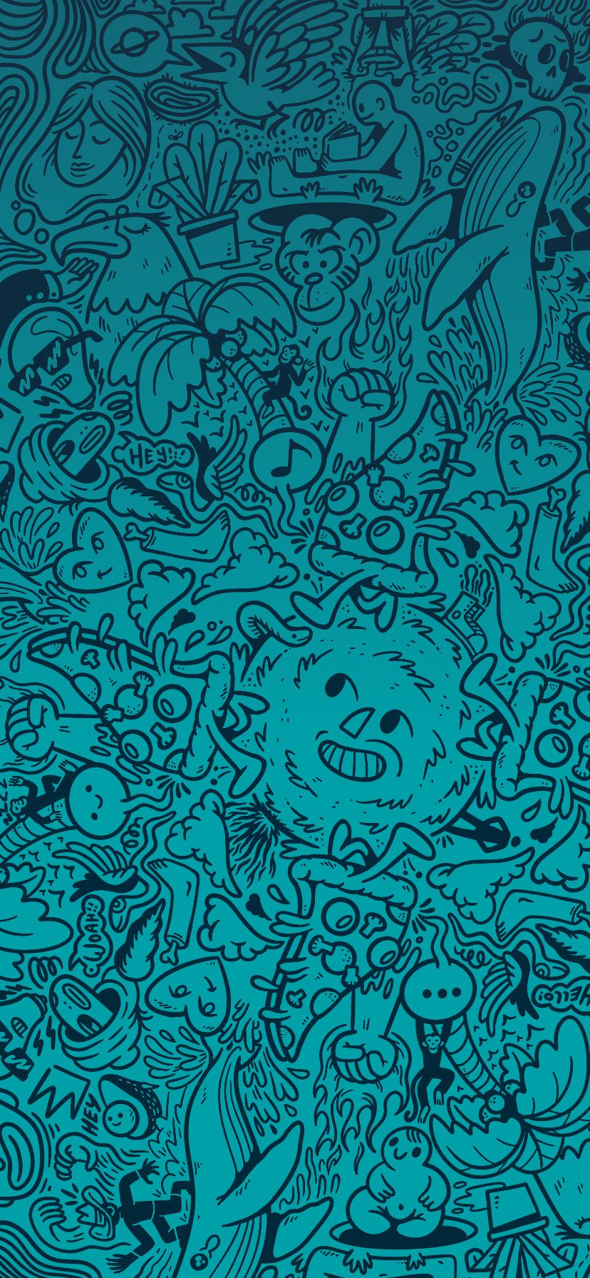 828x1792 Doodle Green by Deivid Sáenz Wallpaper