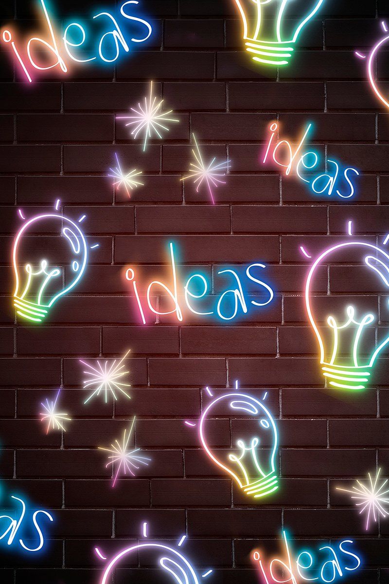 800x1200 Neon light bulb doodle pattern
