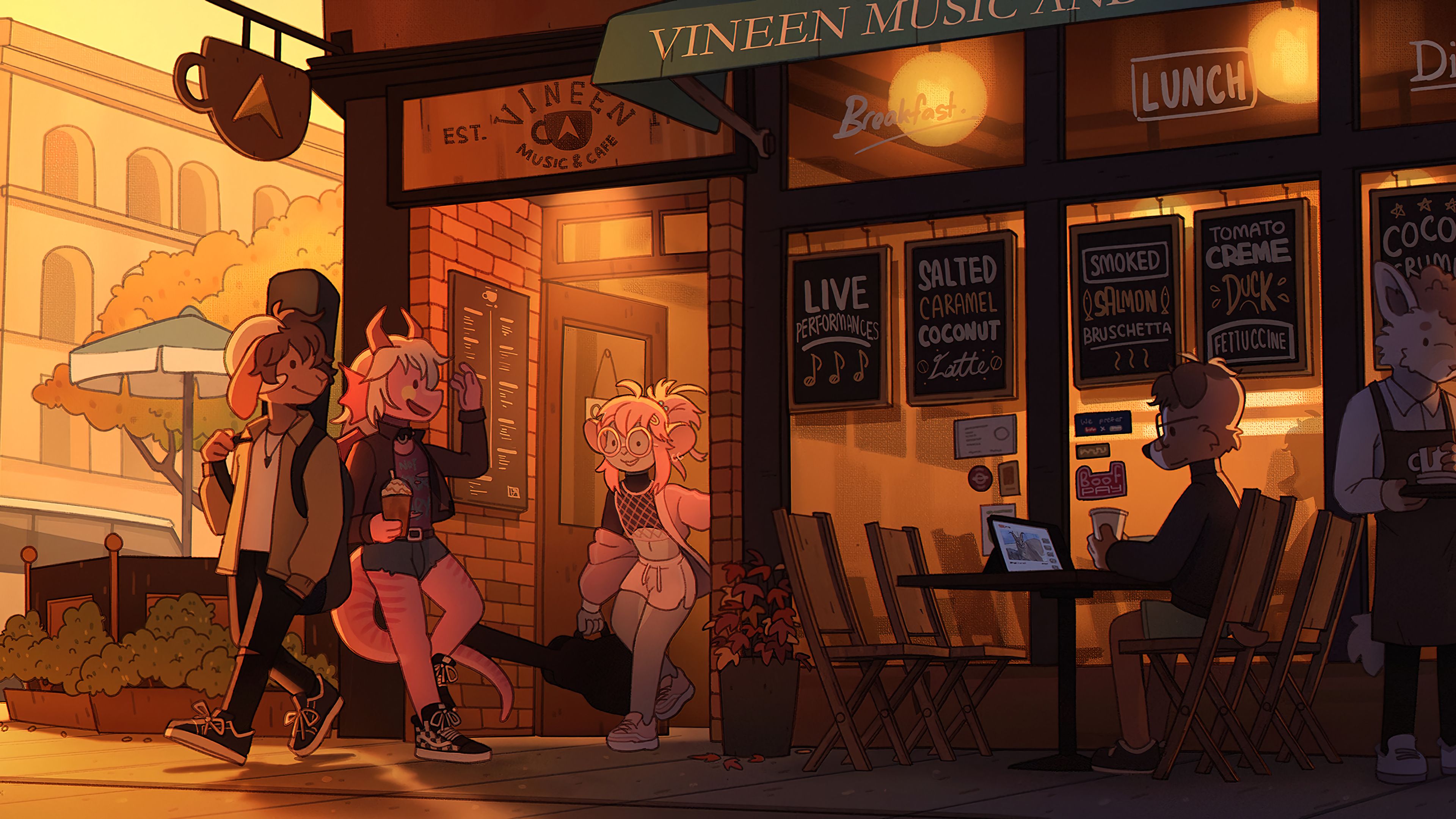 3840x2160 Lofi Cafe Art Wallpaper 4K PC Desktop e