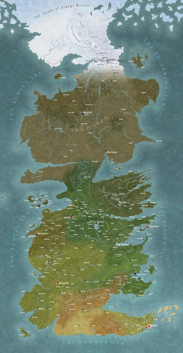 640x1235 Game of Thrones map of Westeros