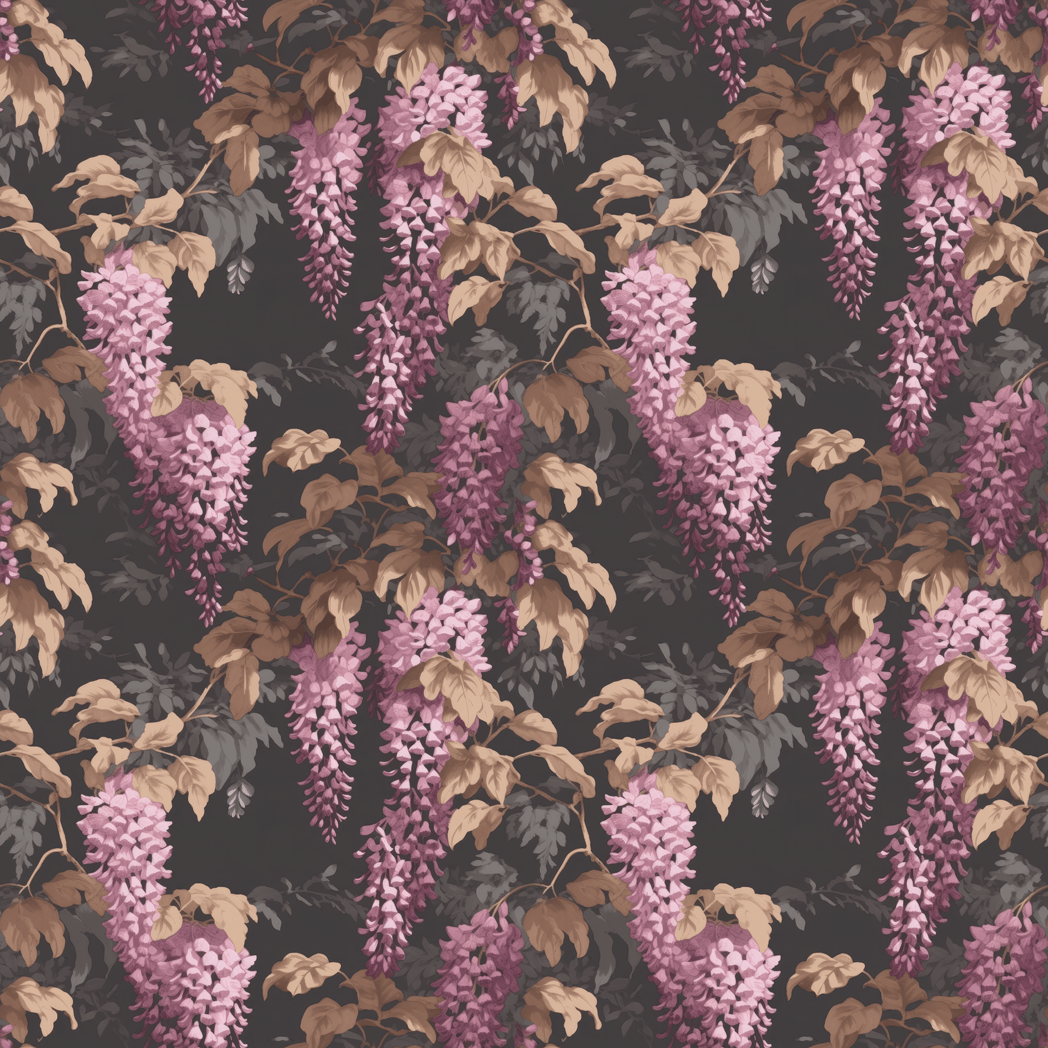 1048x1048 Midnight Wisteria Wallpaper. Dark Floral Wall Design. Huggleberry Hill Non Pasted / 12 Ft