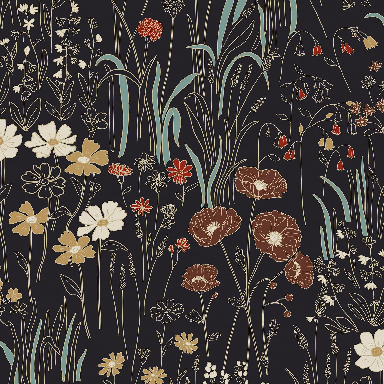 1600x1600 Jeweluck Floral Peel and Stick Wallpaper Dark Wild Floral Wallpaper 15.7inchx118.1inch Vintage Contact Paper Farm Boho Flower Self Adhesive Removable Wall Paper for Bathroom