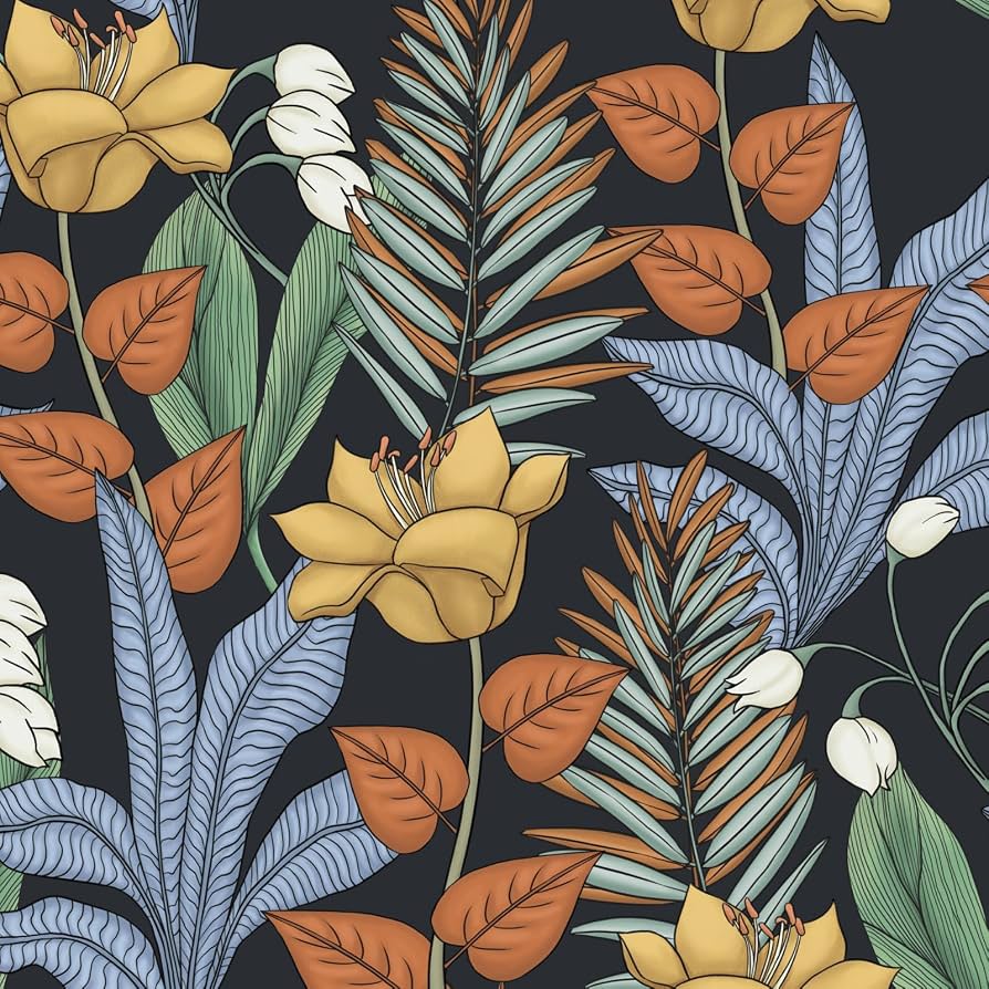894x894 Fvlow Dark Boho Leaf Peel and Stick Wallpaper 17.4 x 118. Renter Friendly, Removable & Waterproof, Vinyl Easy Install for Bedrooms, Bathrooms, Kitchens, Cabinets and Home Decor