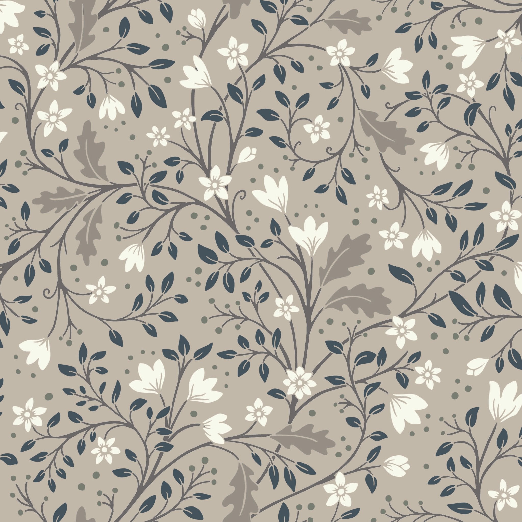 2048x2048 Clematis Wallpaper by Anna Black Creative 1 foot by 1 foot / Neutral