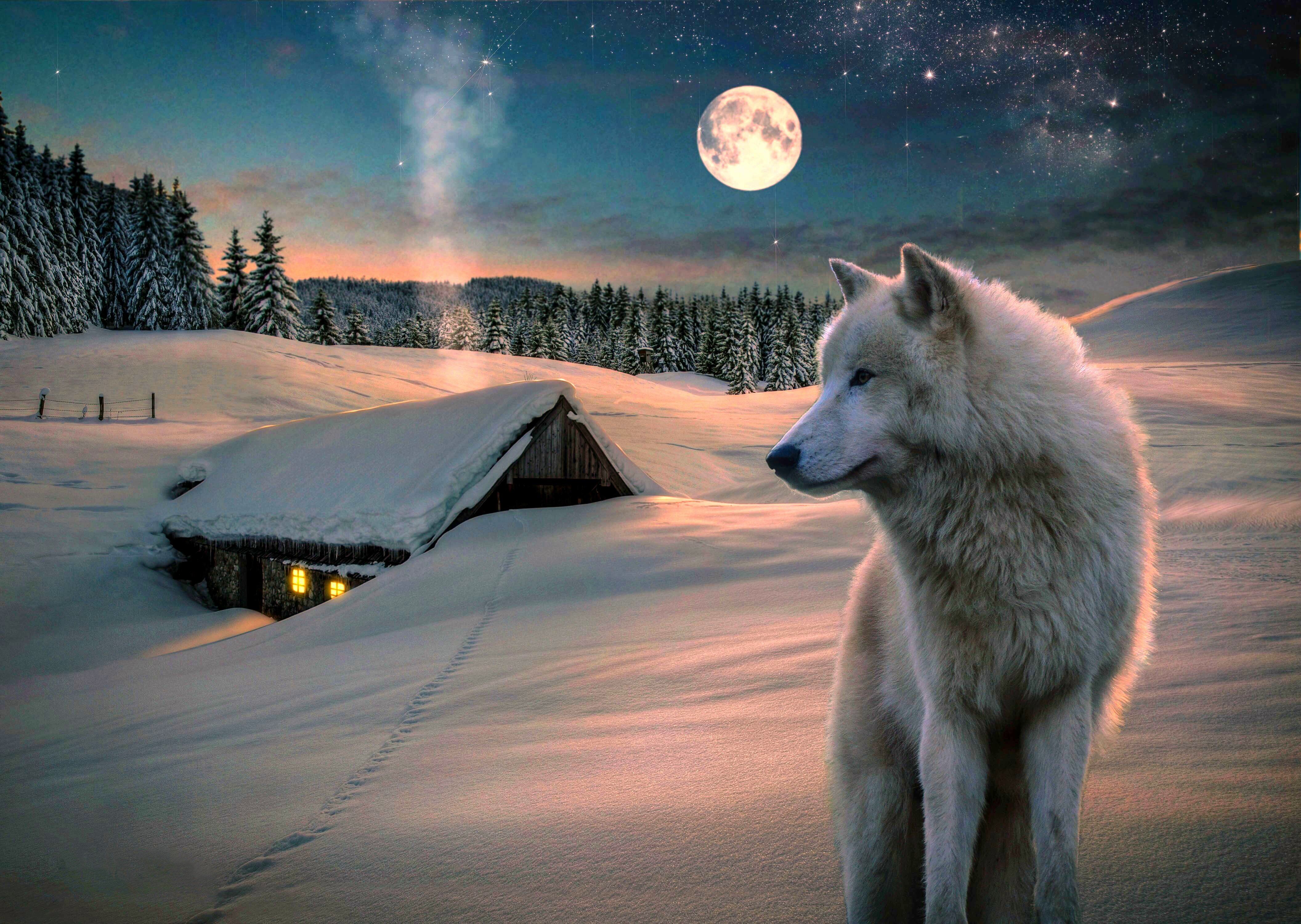 4224x3000 winter, Snow, Landscape, Nature, Wolf, Wolves Wallpaper HD / Desktop and Mobile Background