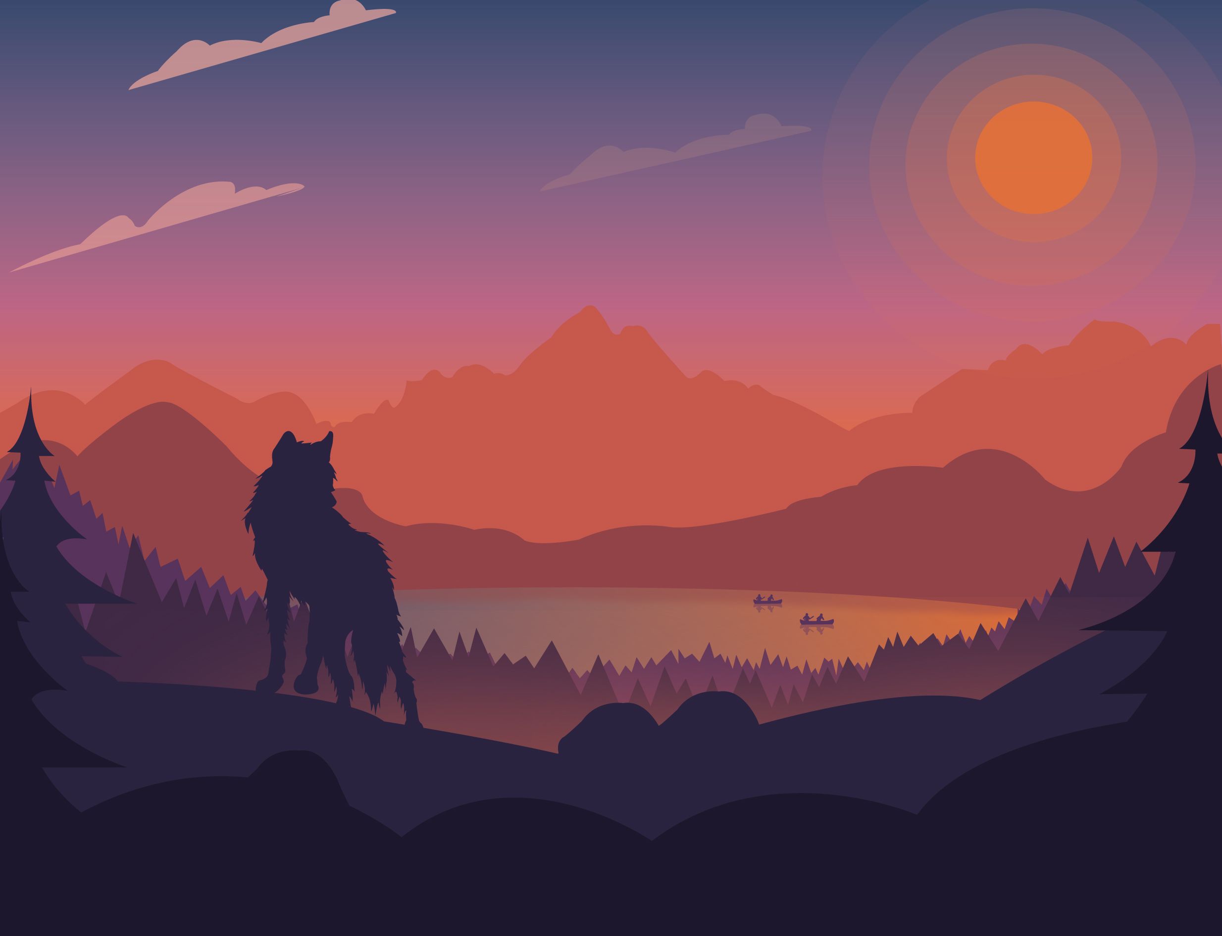2468x1892 Wolf Dusk Landscape Wallpaper, HD Artist Wallpaper, 4k Wallpaper, Image, Background, Photos and Picture