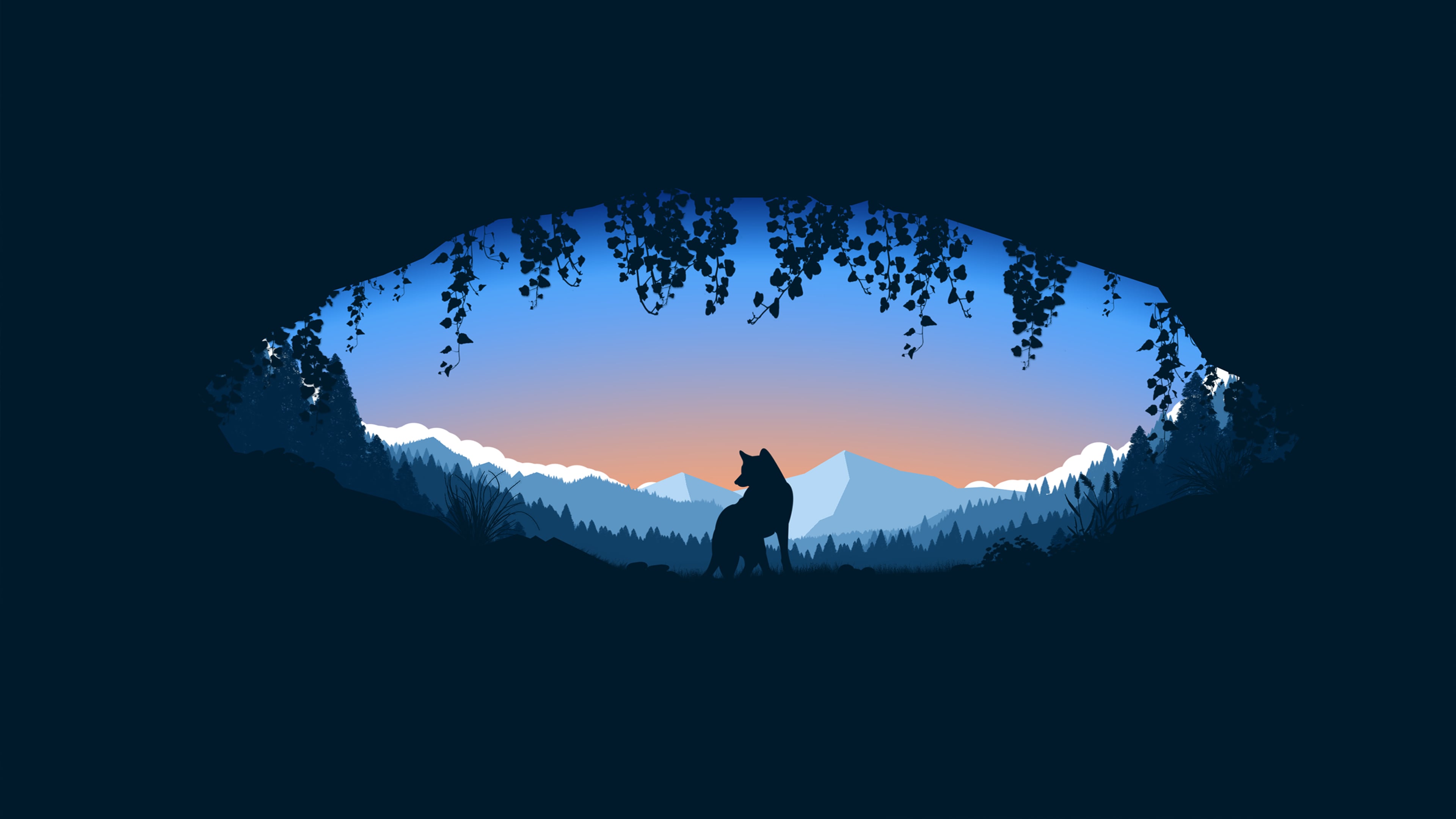 3840x2160 Wolf in cave over mountains Wallpaper 4K for Desktop