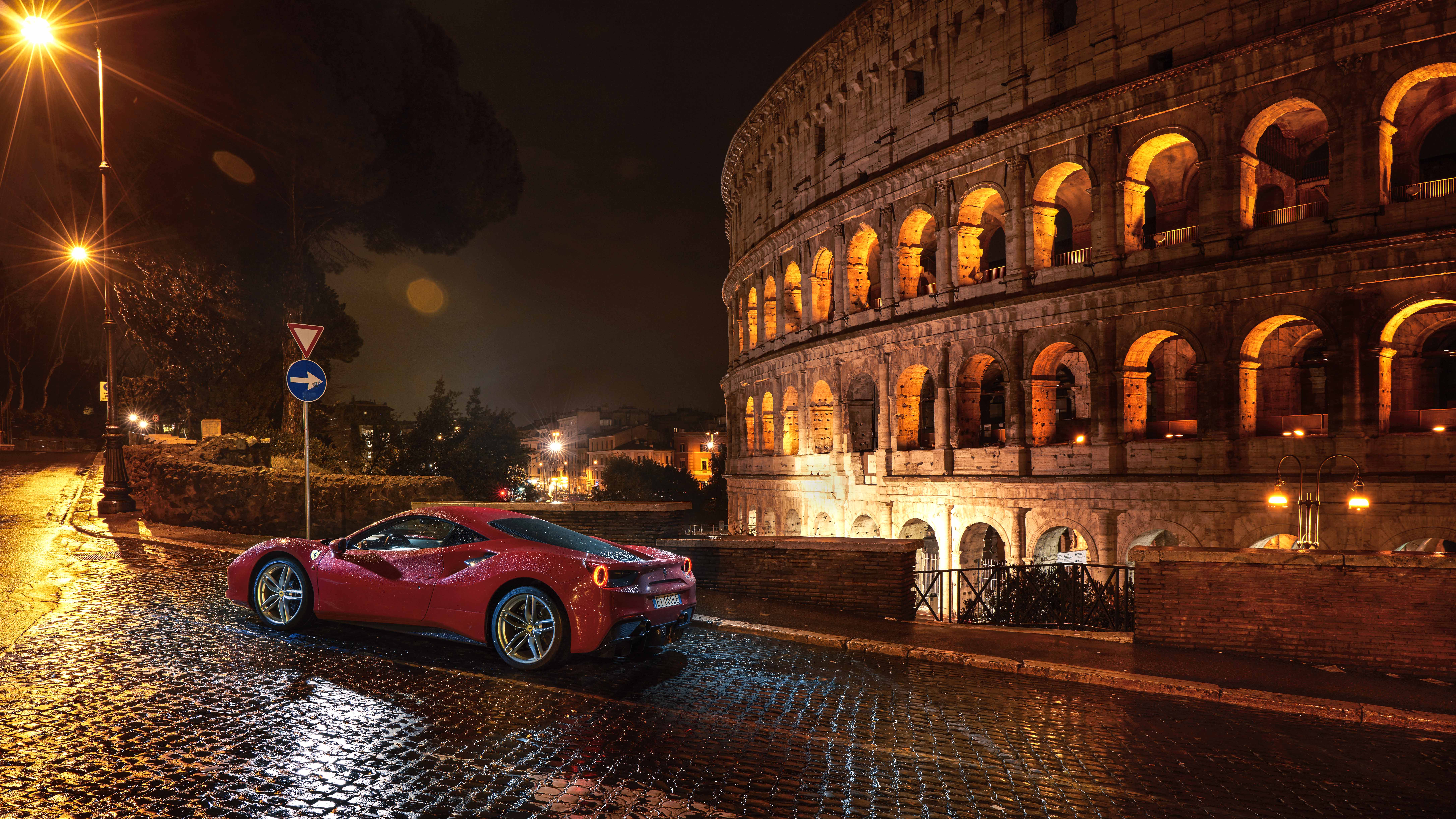 8688x4887 Ferrari Night Wallpaper