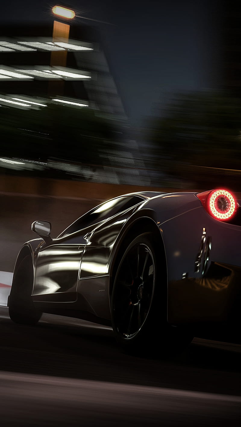 800x1418 Ferrari car, lights, night, road, HD phone wallpaper