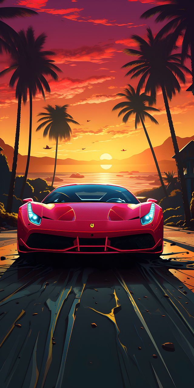 640x1280 Download Automobile Ferrari Night. Royalty Free Stock Illustration Image