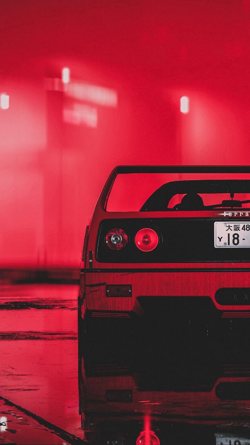 800x1420 Download Wallpaper 800x1420 Ferrari, Sportscar, Red, Wet, Neon, Night Iphone Se 5s 5c 5 For Parallax HD Background