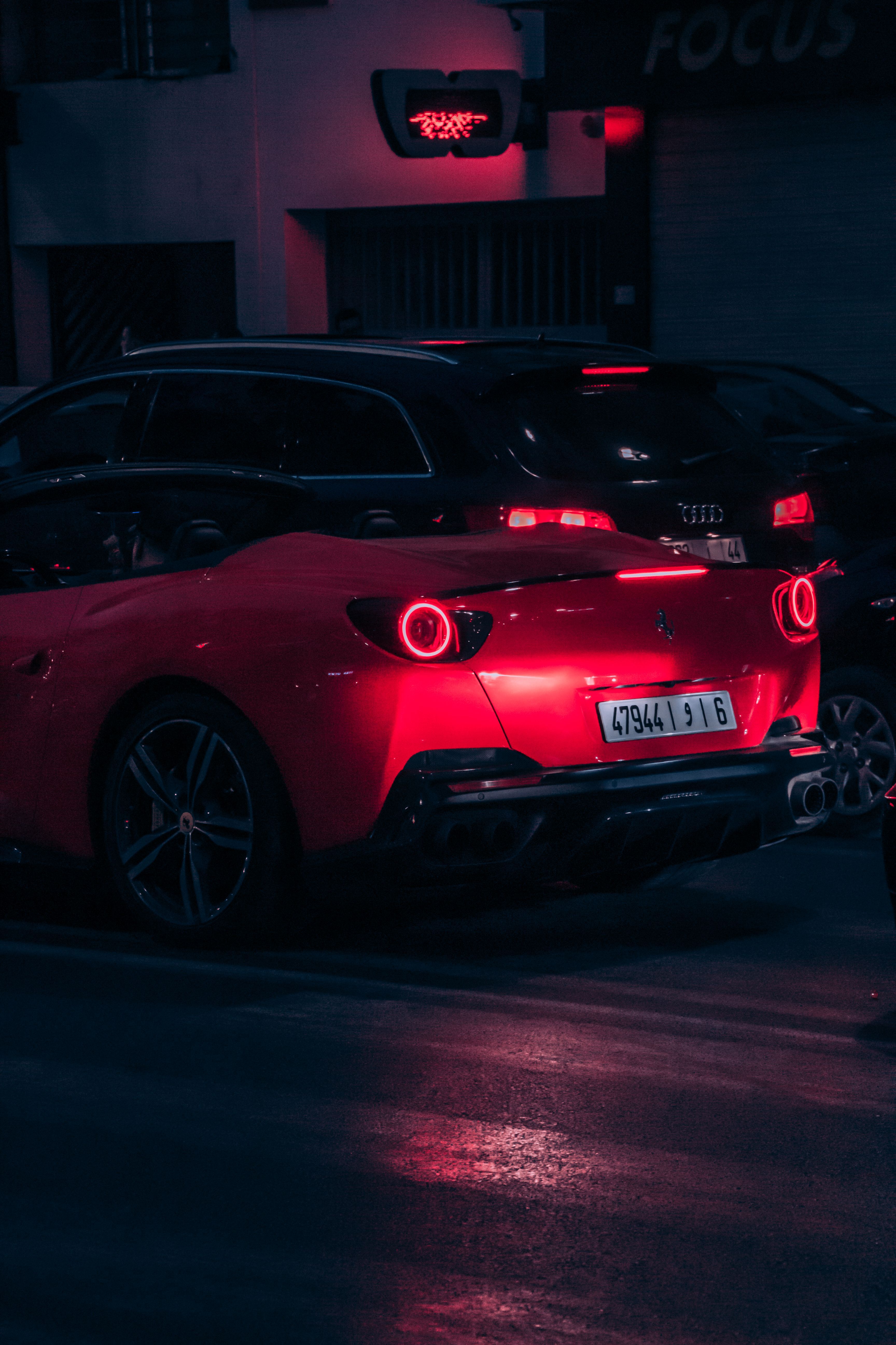 3456x5184 Red Ferrari on the Road During Night · Free