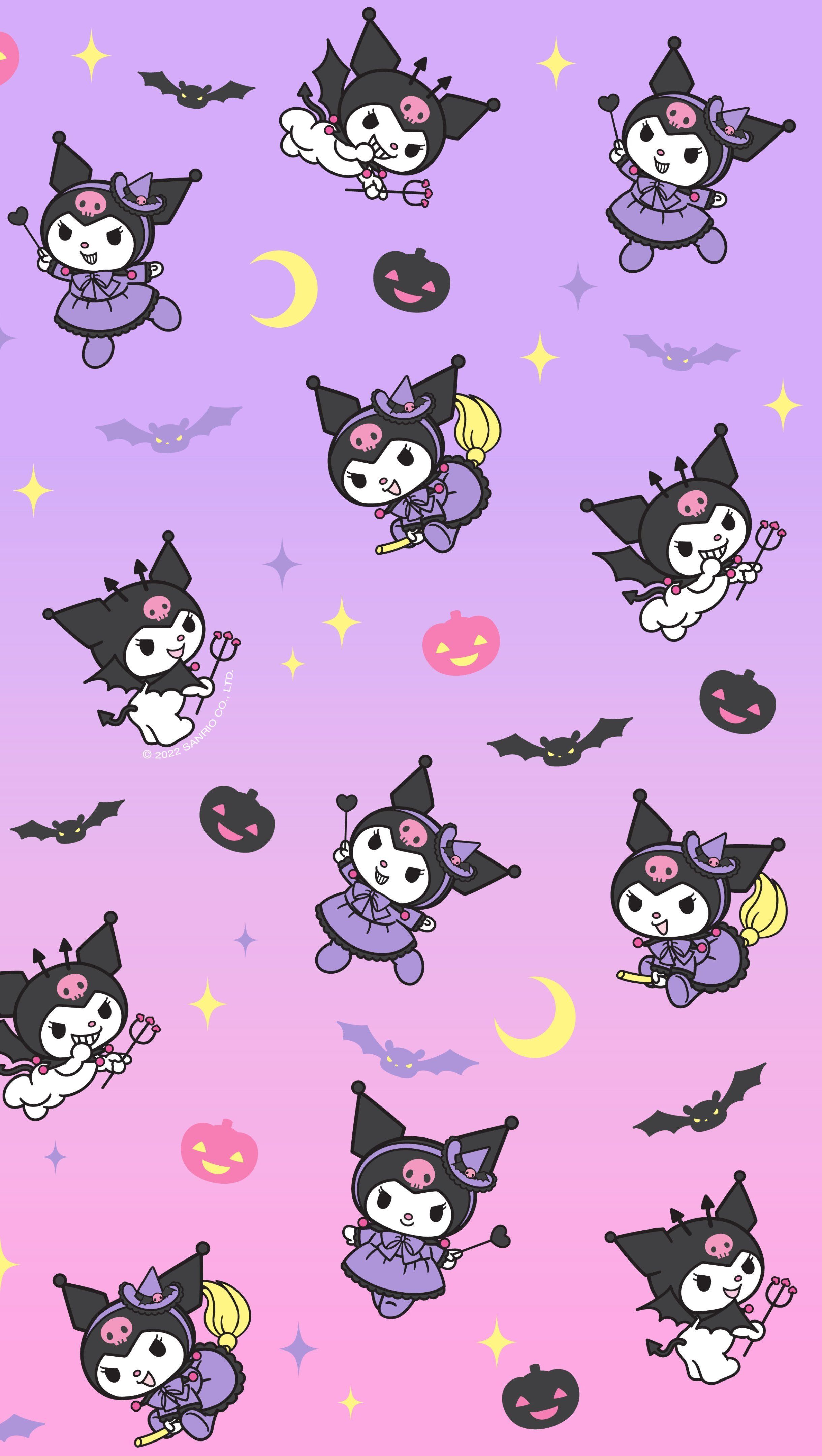 2440x4320 Kuromi Hello Kitty Pattern Design Wallpaper 4K for iPhone and Mobile Phone