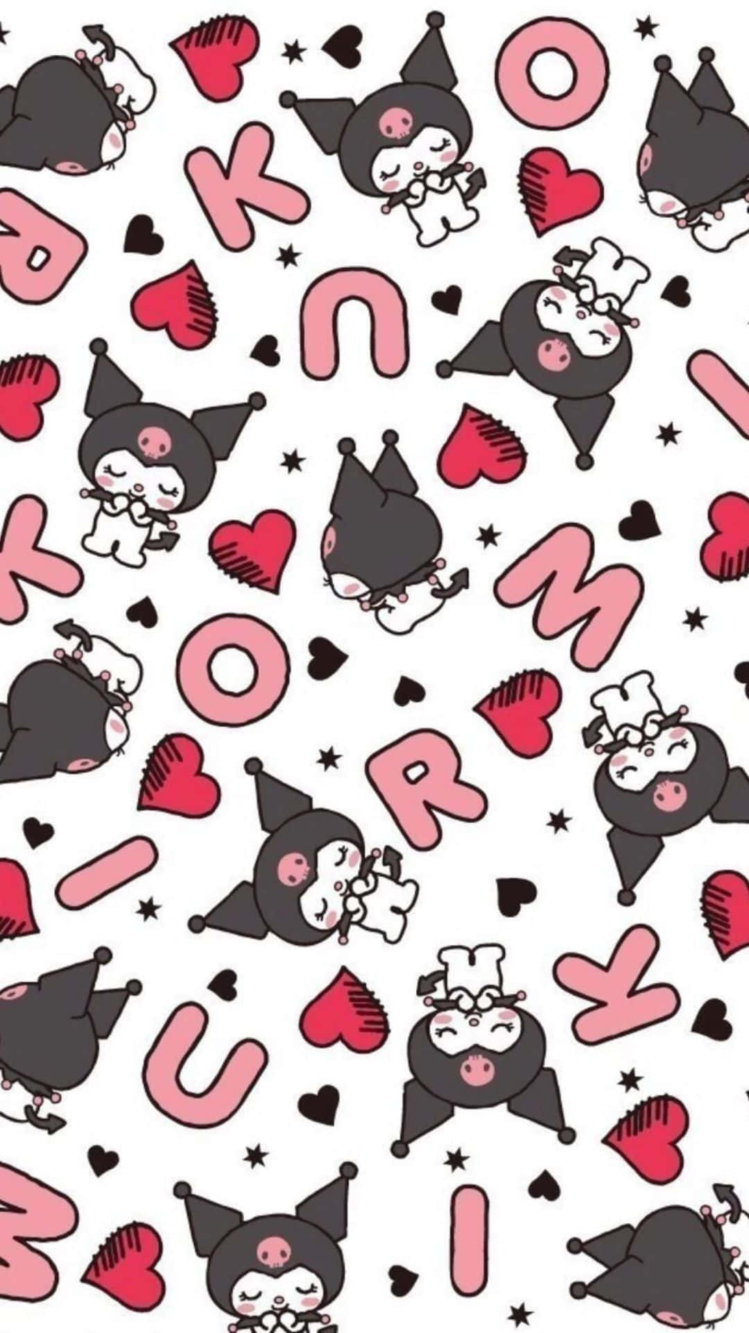 1080x1920 Download Adorable Kuromi Pattern Design Wallpaper
